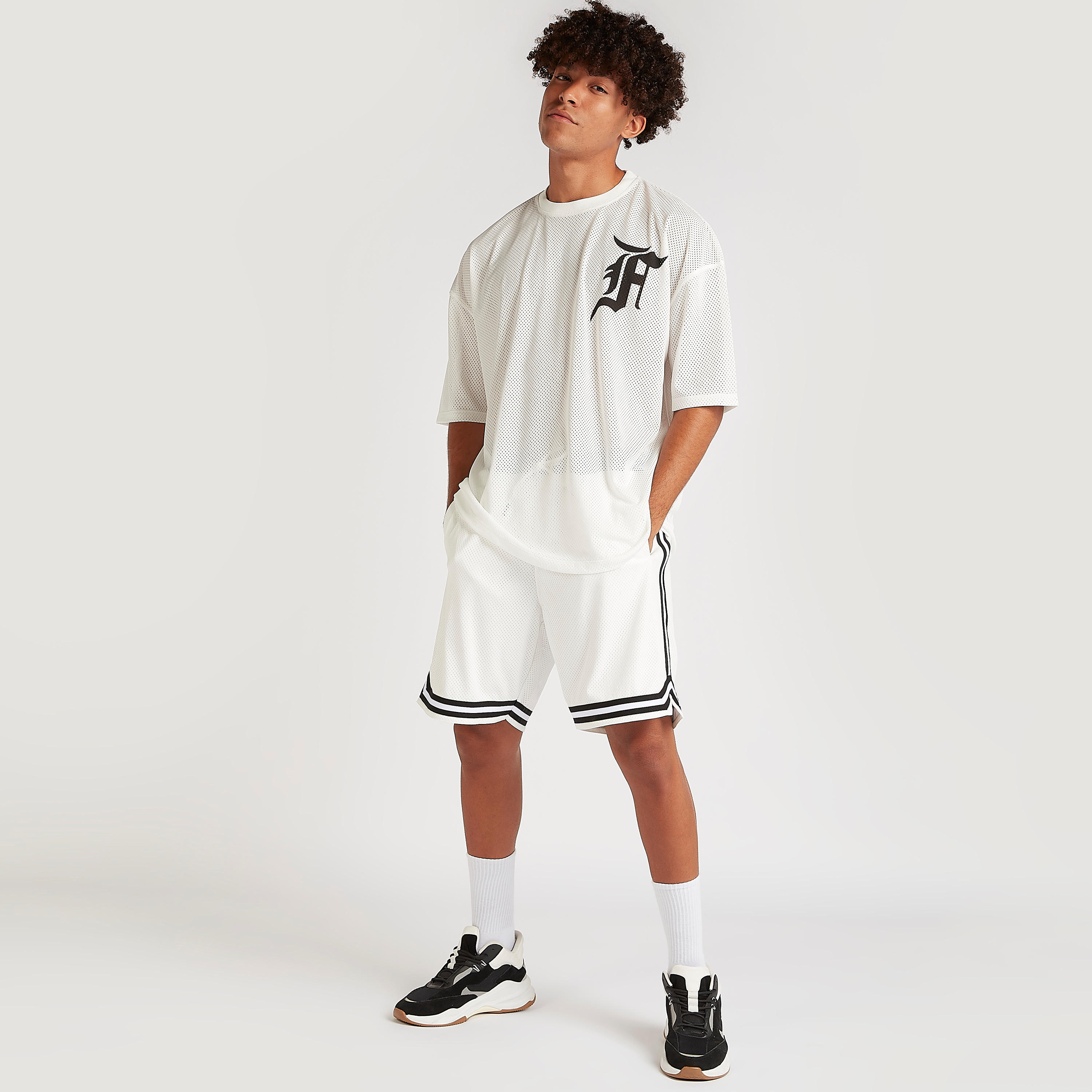 Printed Oversized Mesh T-shirt with Short Sleeves-men-clothing-tshirtsandpolos-tshirts-image-4