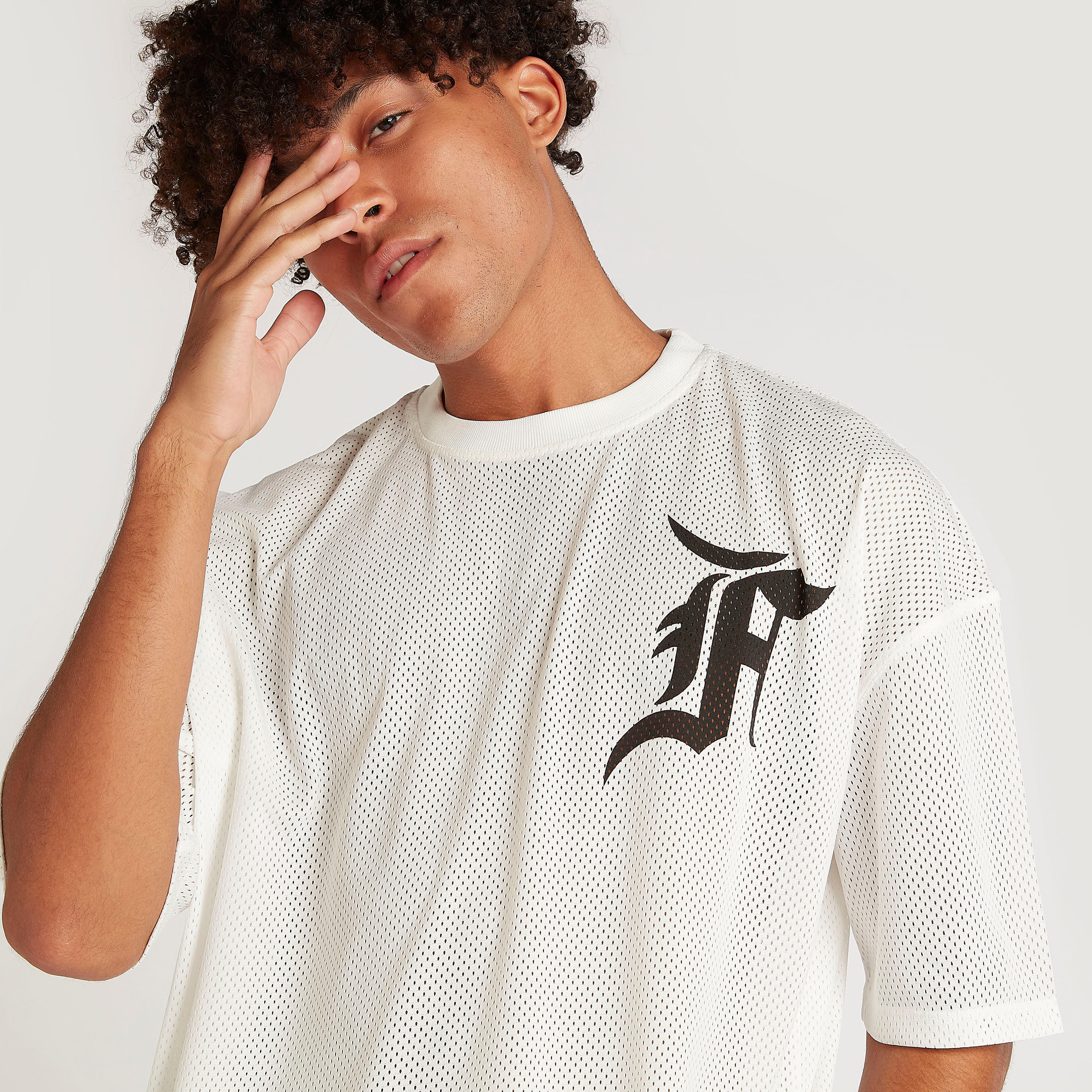 Printed Oversized Mesh T-shirt with Short Sleeves-men-clothing-tshirtsandpolos-tshirts-image-6