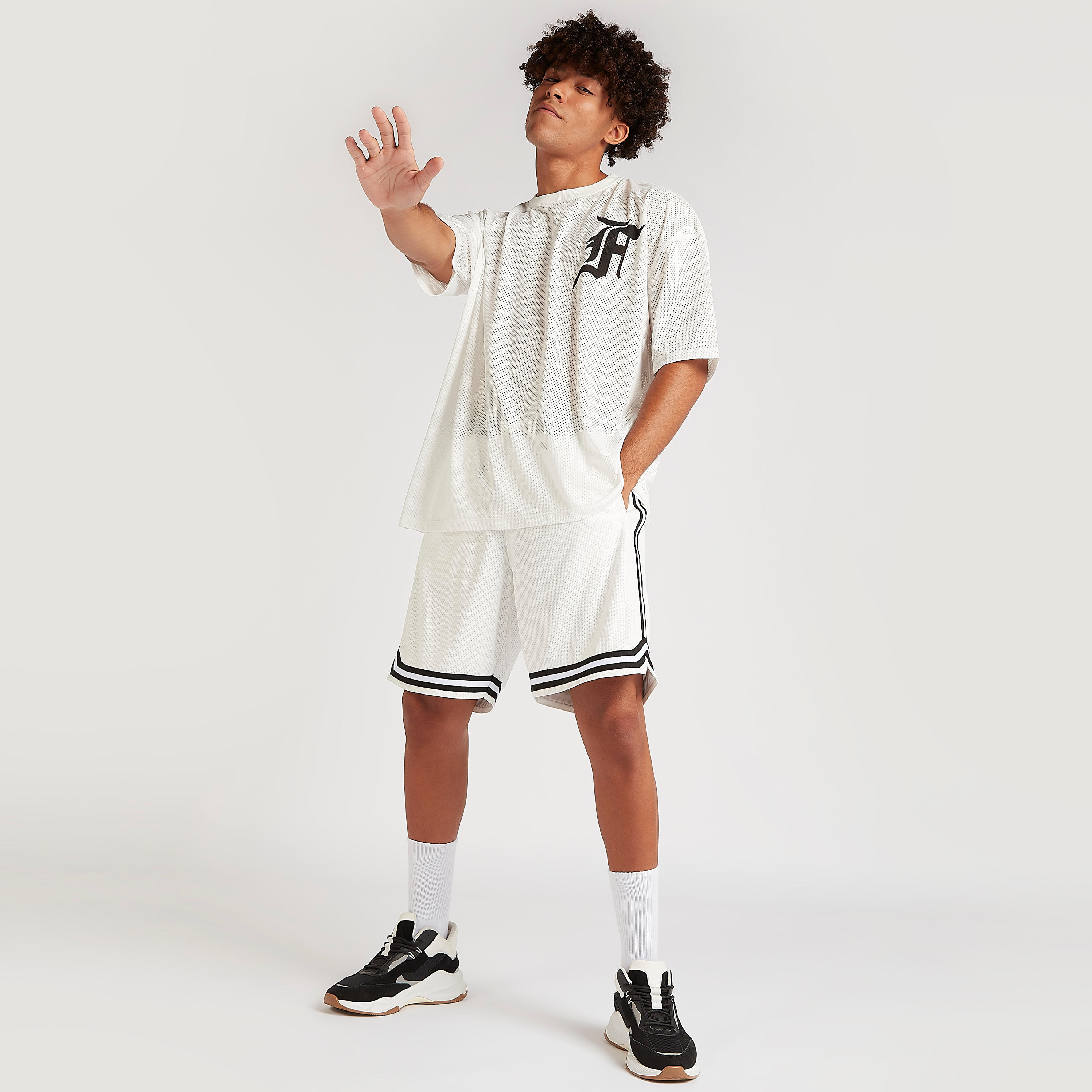 Printed Oversized Mesh T-shirt with Short Sleeves-men-clothing-tshirtsandpolos-tshirts-image-7
