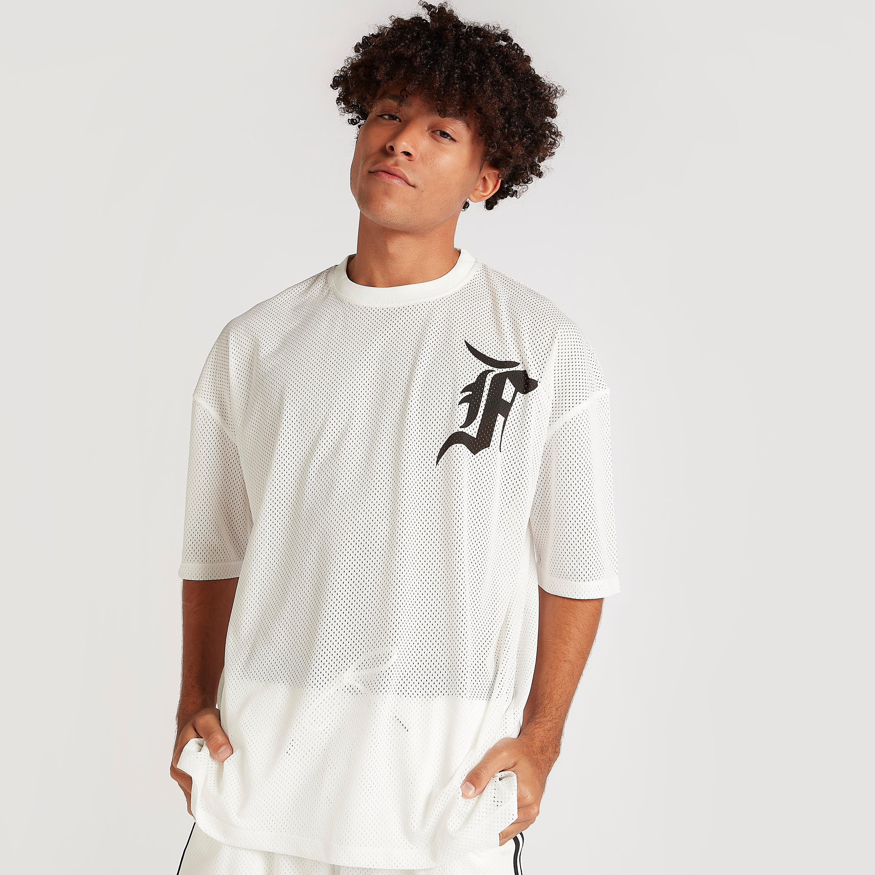 Printed Oversized Mesh T-shirt with Short Sleeves-men-clothing-tshirtsandpolos-tshirts-image-8
