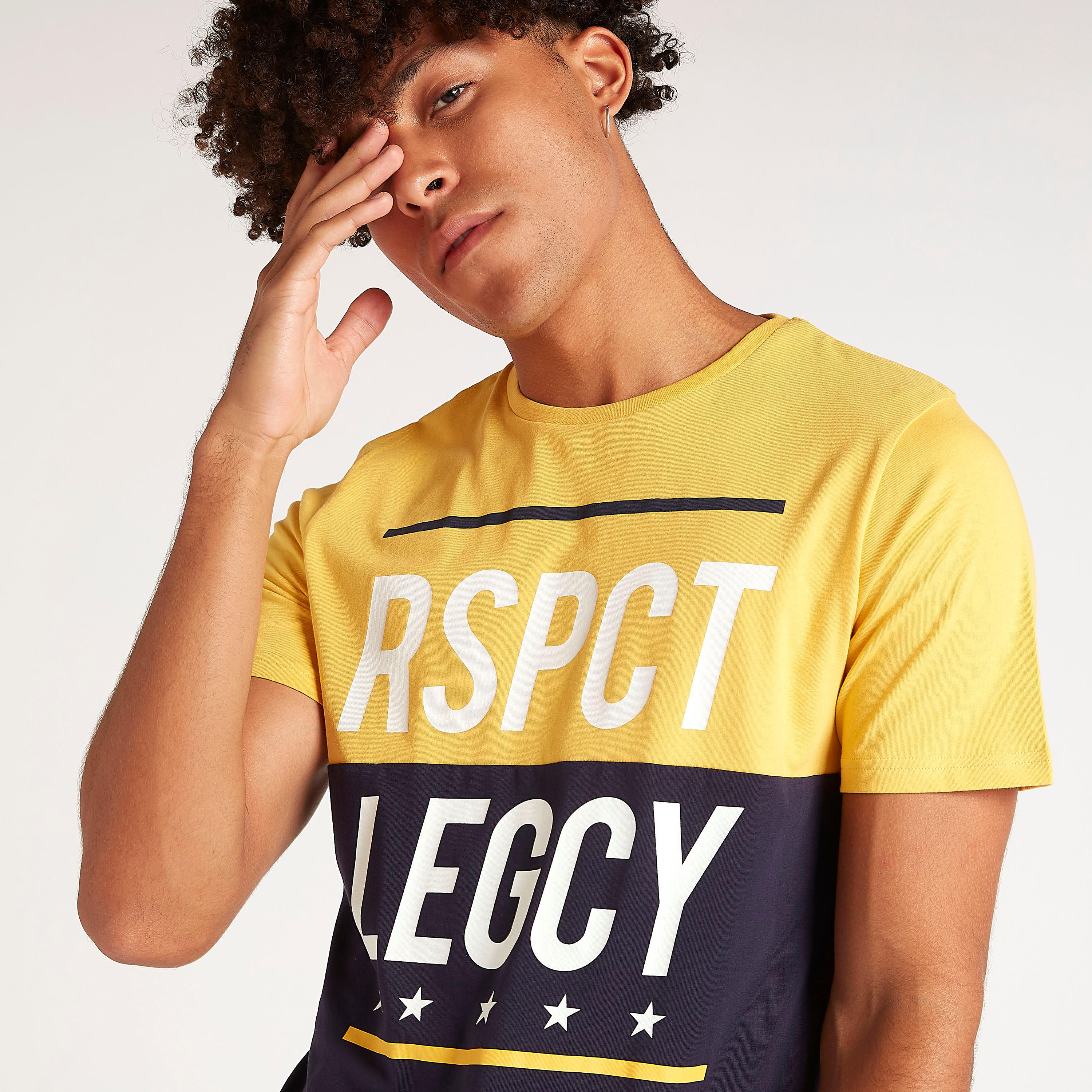 Slogan Print T-shirt with Crew Neck and Short Sleeves-men-clothing-tshirtsandpolos-tshirts-image-3