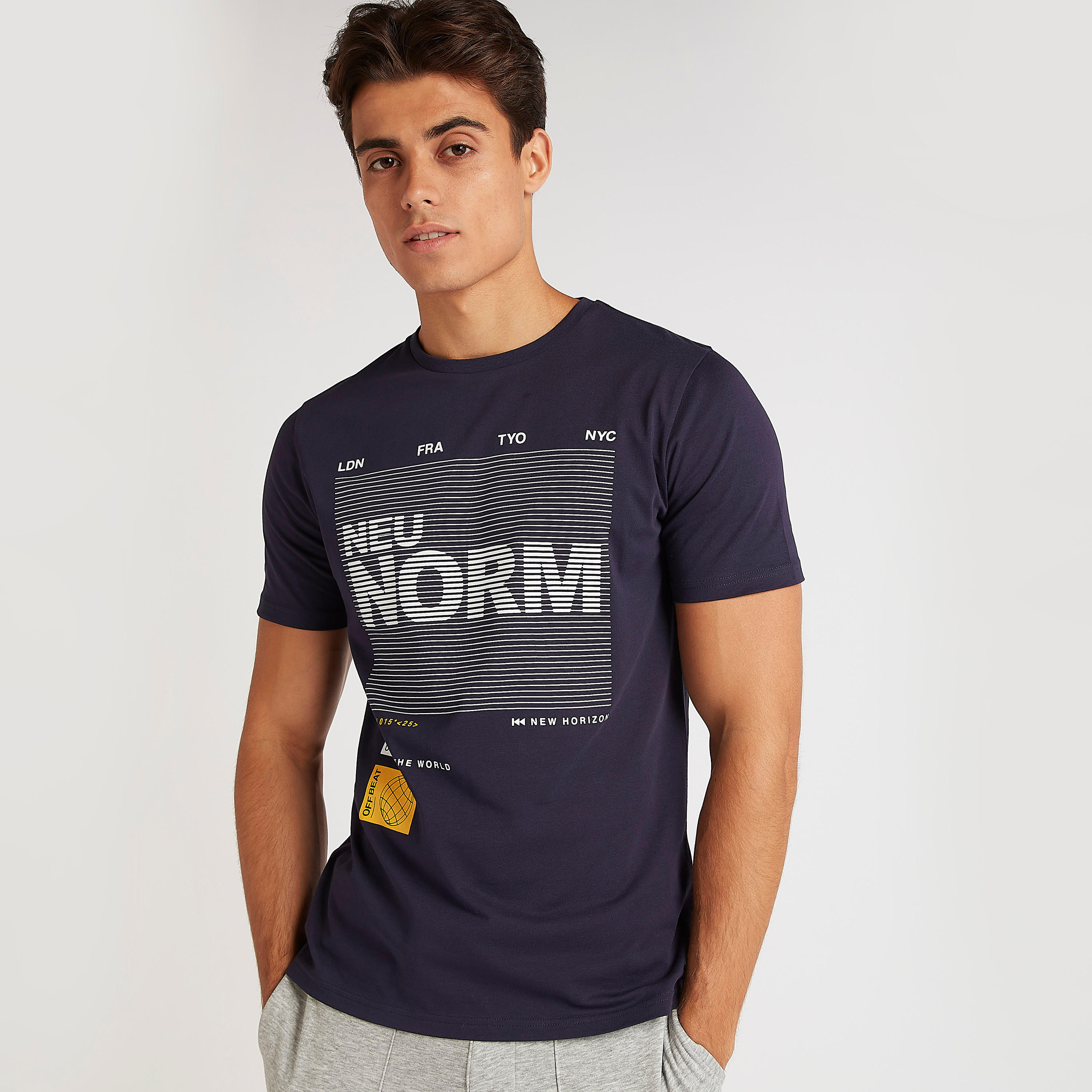 Printed T-shirt with Short Sleeves and Crew Neck-men-clothing-tshirtsandpolos-tshirts-image-3