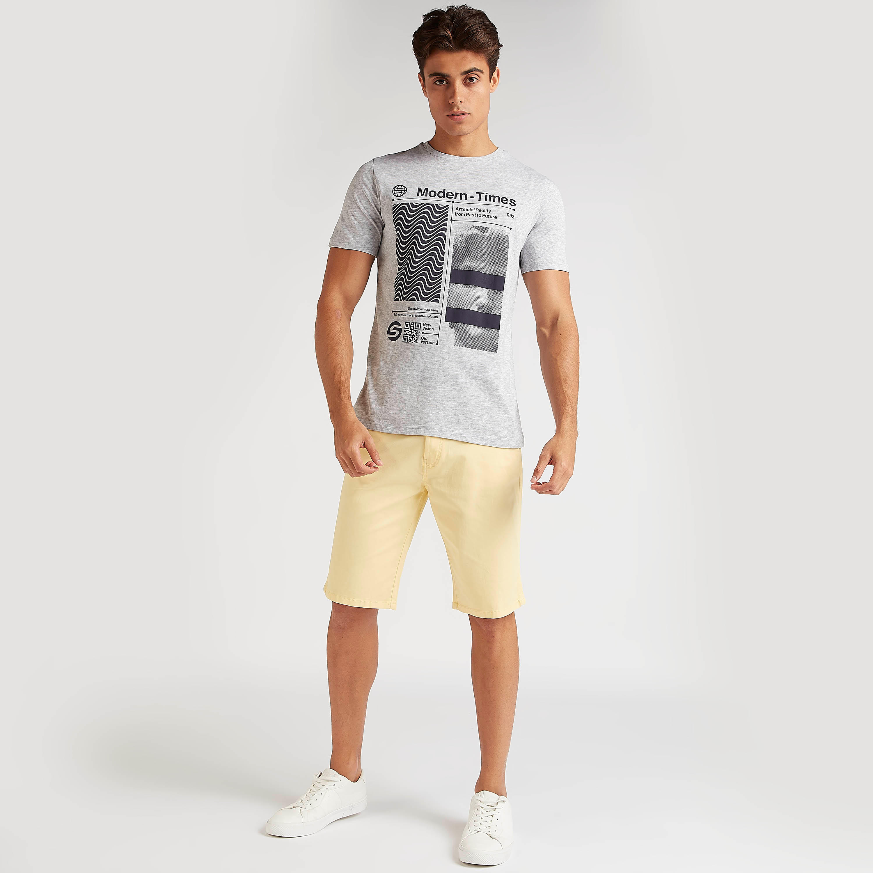 Graphic Print T-shirt with Crew Neck and Short Sleeves-men-clothing-tshirtsandpolos-tshirts-image-2