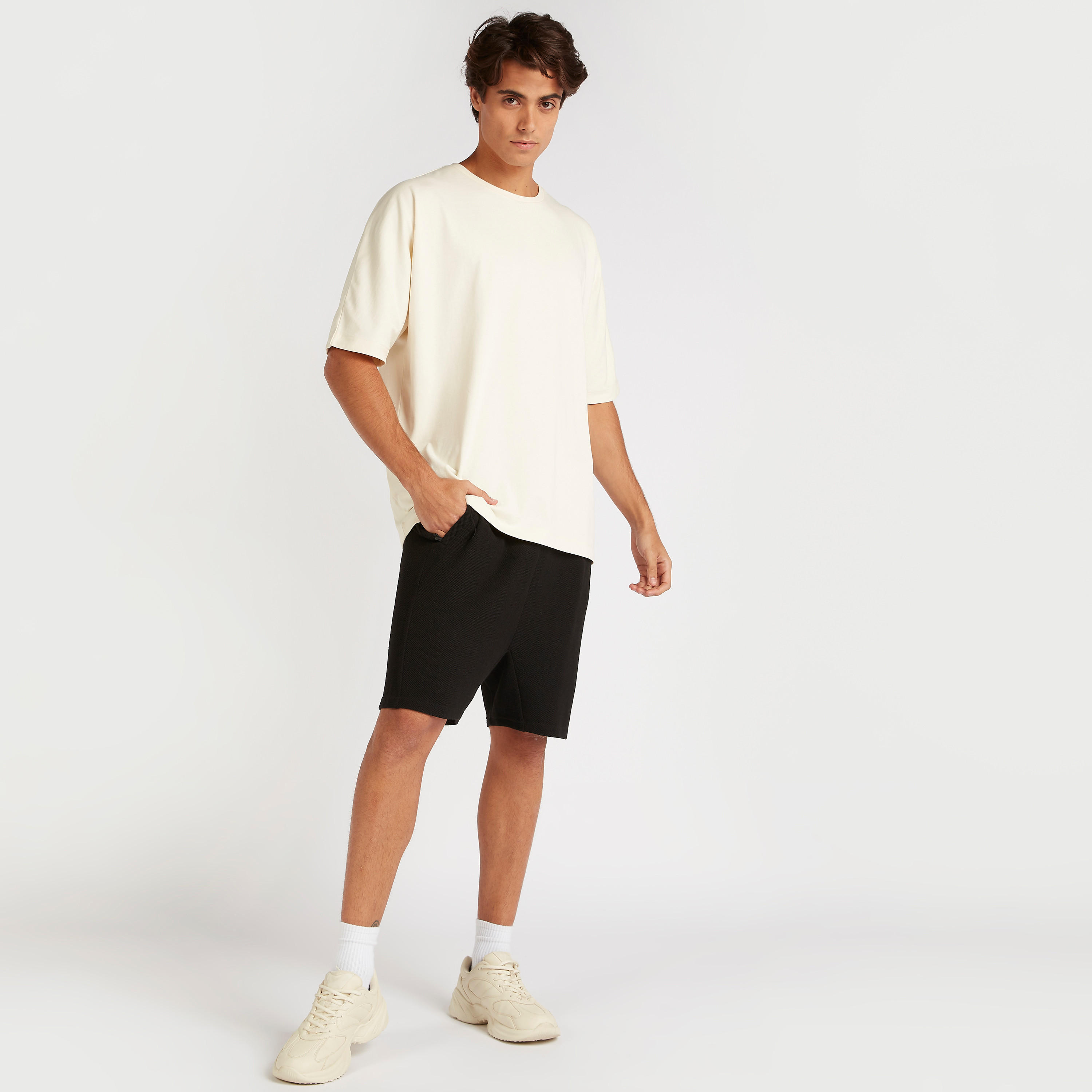 Textured Mid-Rise Shorts with Drawstring Closure-men-clothing-bottoms-shorts-image-2