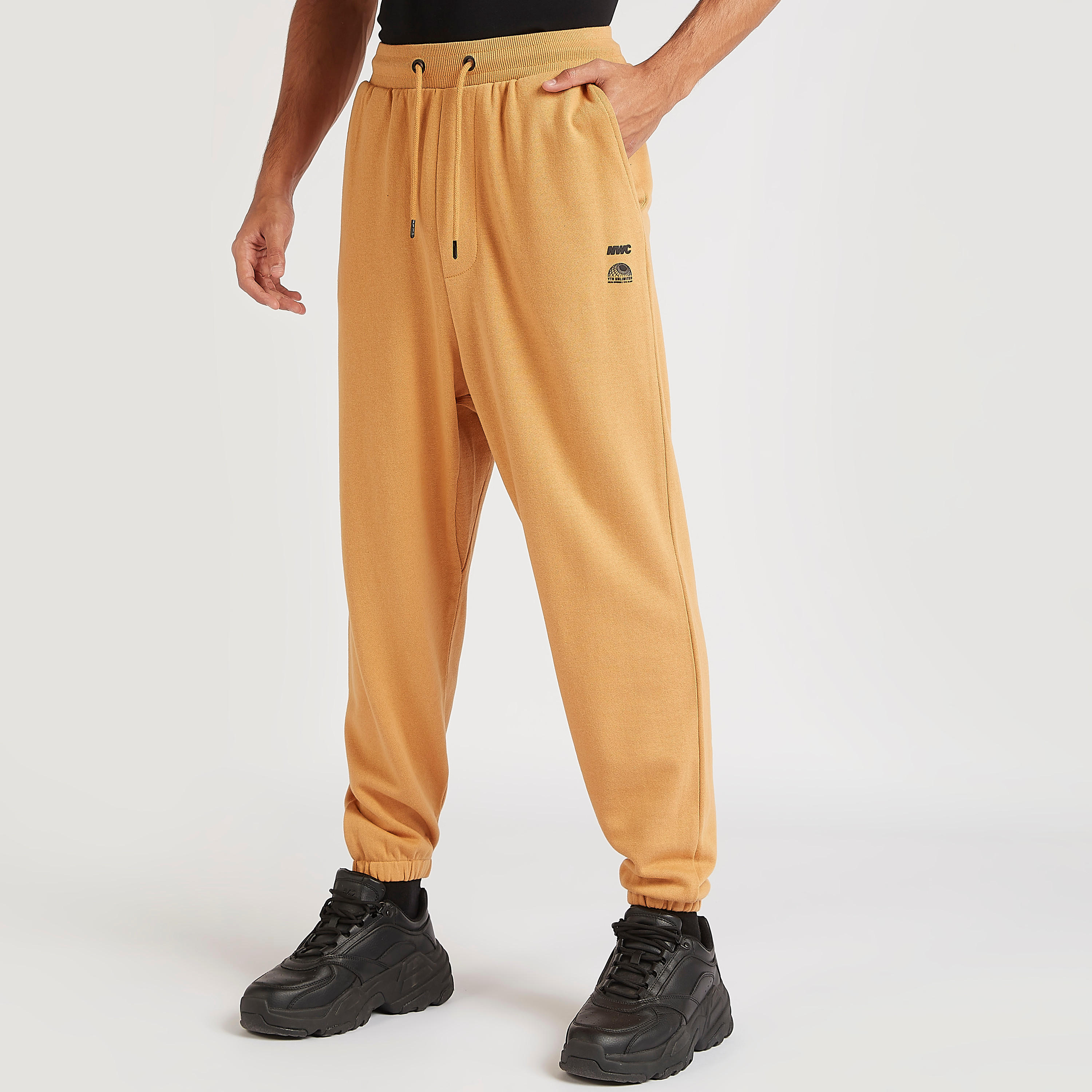 Solid Mid-Rise Joggers with Elasticated Waistband-men-clothing-bottoms-joggers-image-1