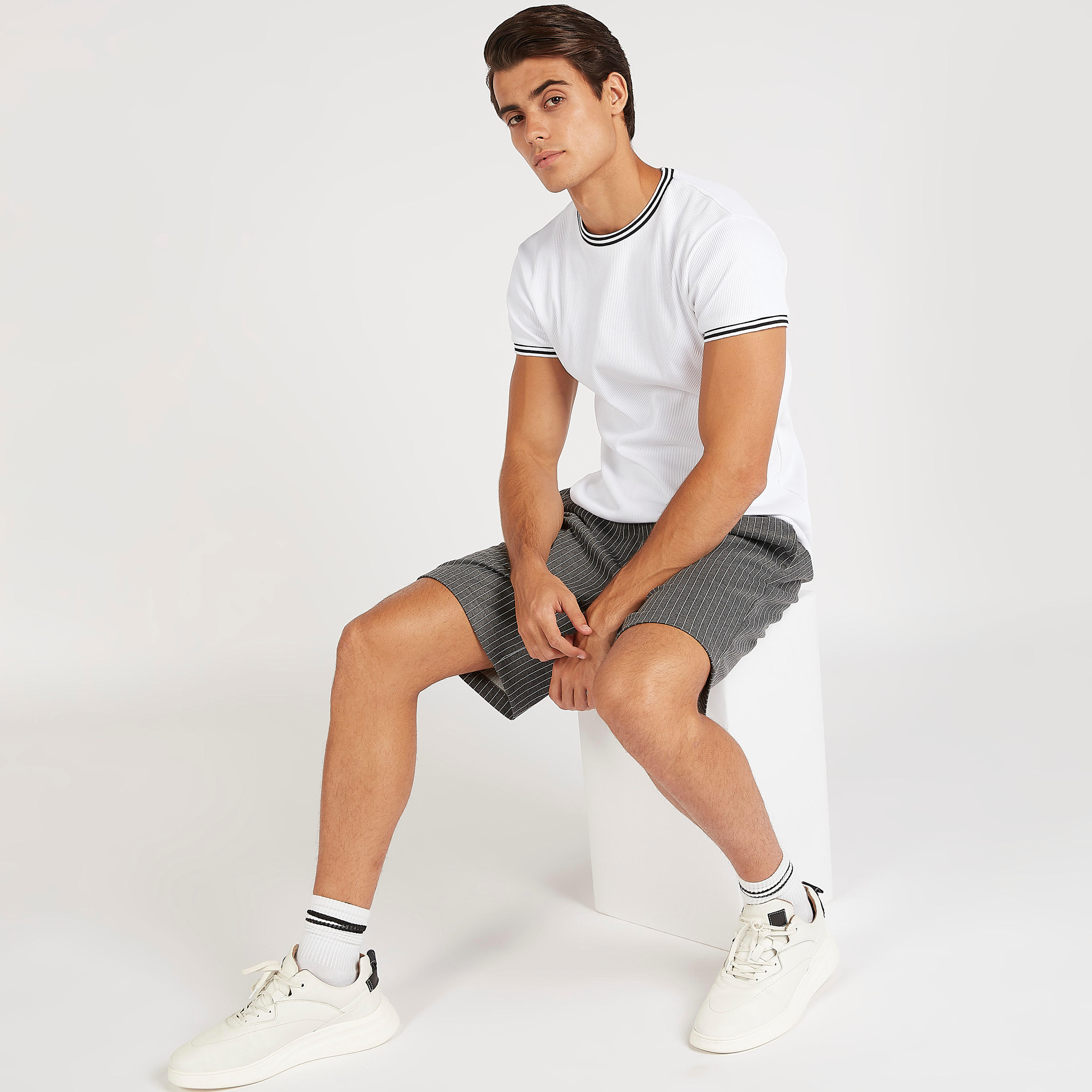 Striped Mid-Rise Shorts with Drawstring Closure and Pockets-men-clothing-bottoms-shorts-image-2