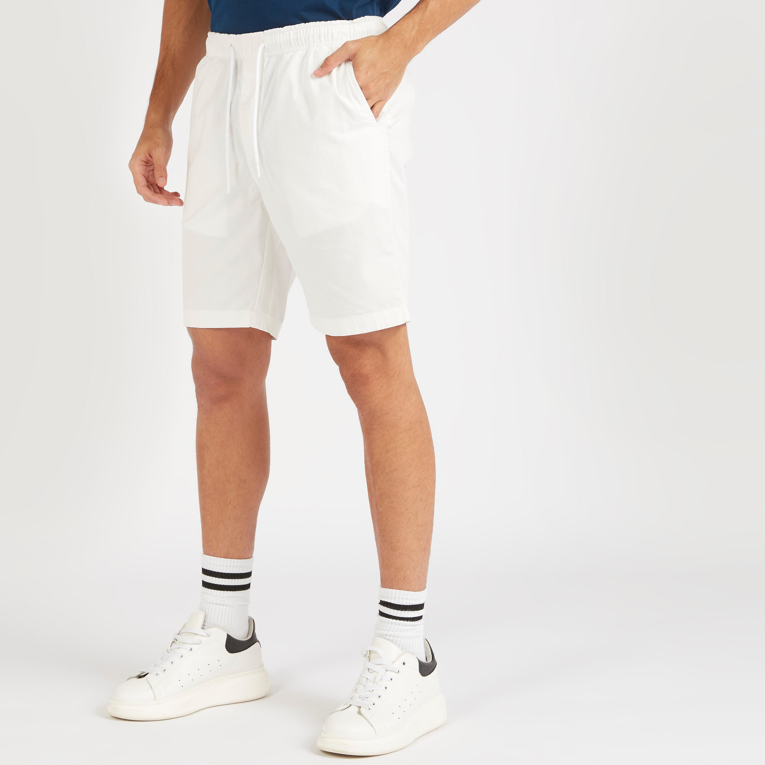 Solid Shorts with Drawstring Closure and Pockets-men-clothing-bottoms-shorts-image-1