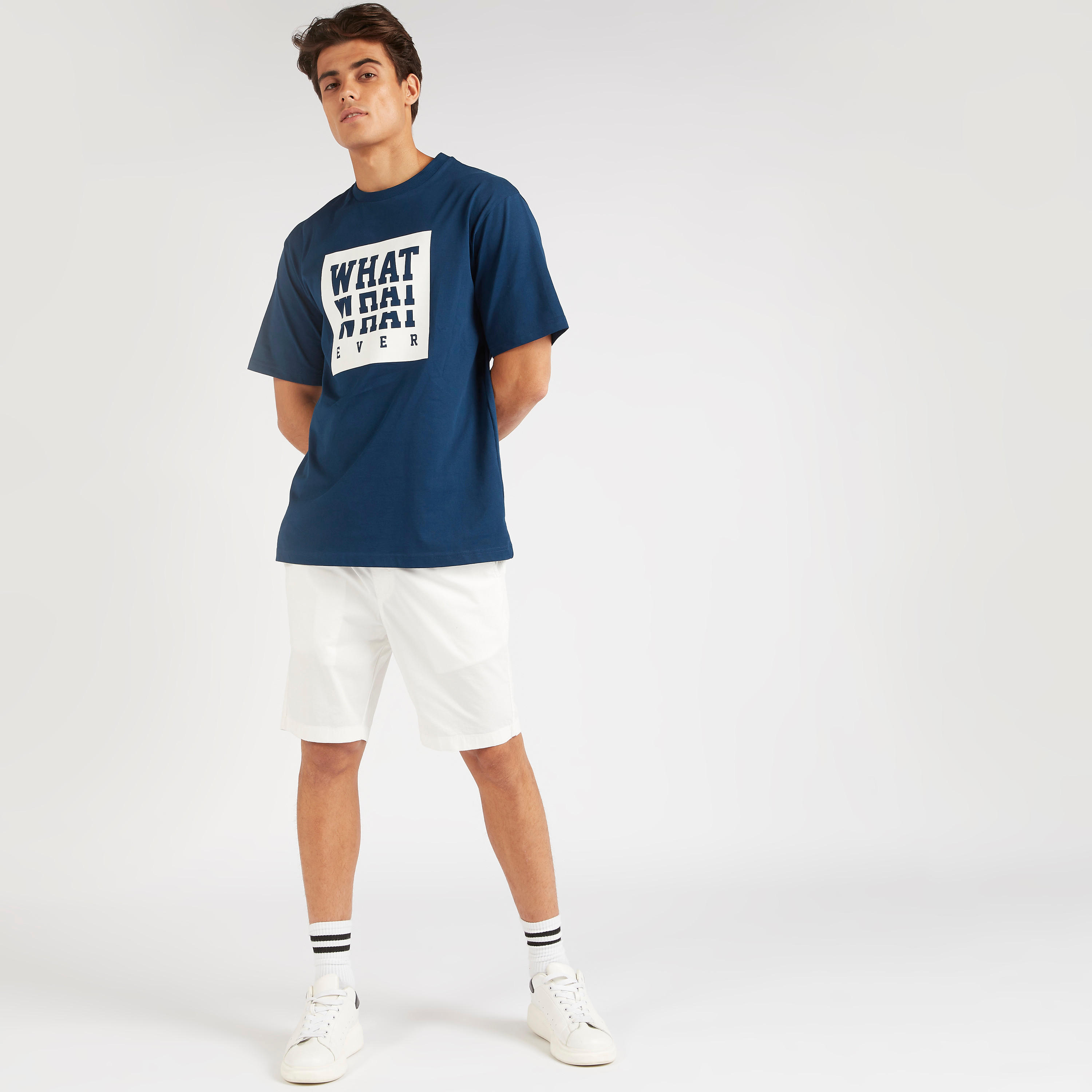 Solid Shorts with Drawstring Closure and Pockets-men-clothing-bottoms-shorts-image-2