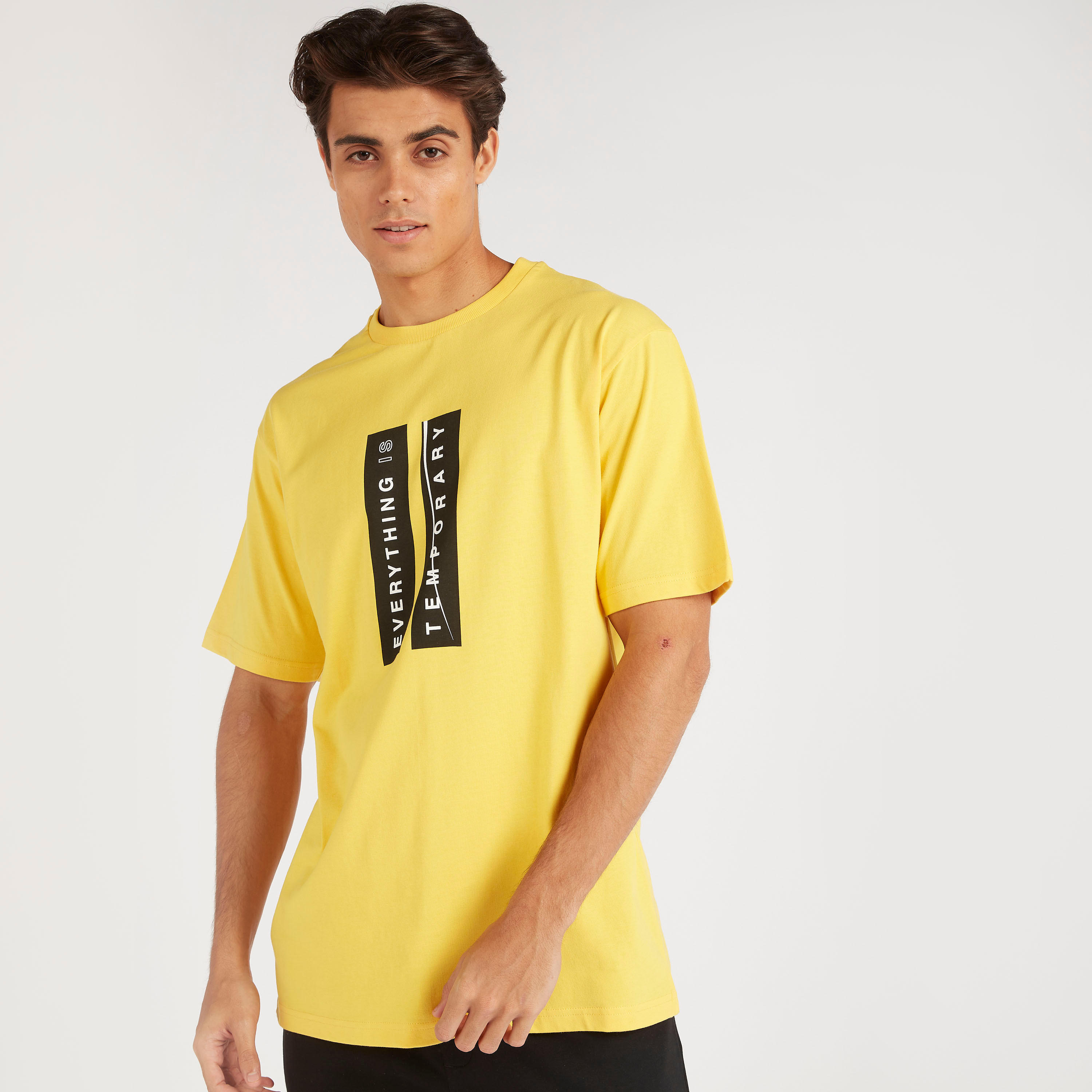 Printed Crew Neck T-shirt with Short Sleeves-men-clothing-tshirtsandpolos-tshirts-image-3