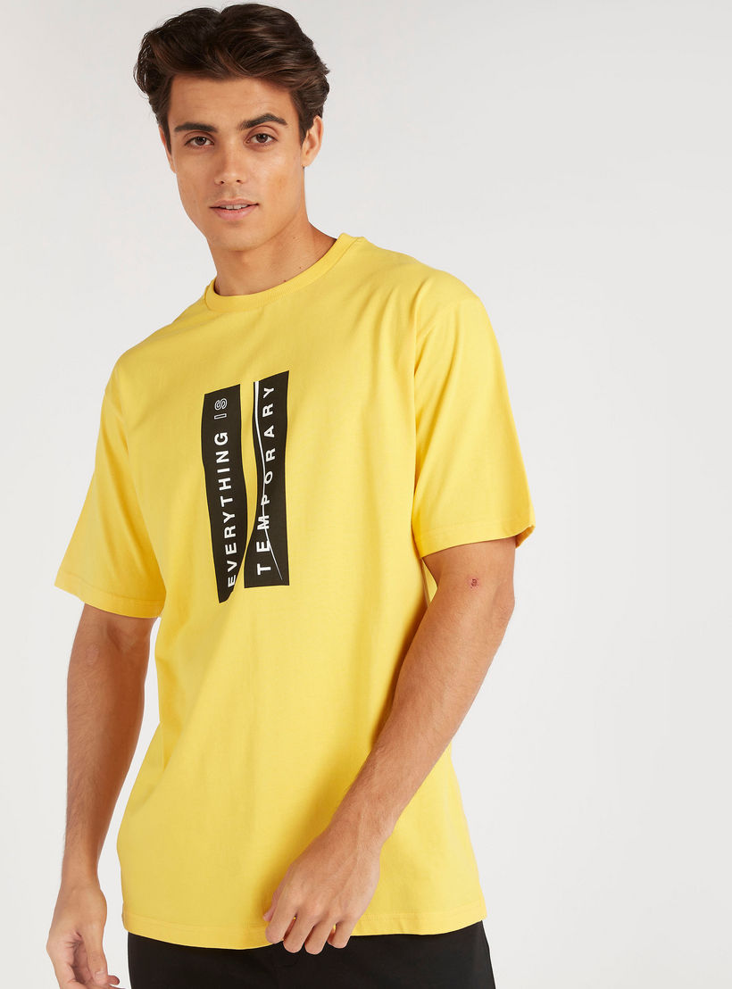 Printed Crew Neck T-shirt with Short Sleeves-men-clothing-tshirtsandpolos-tshirts-image-3