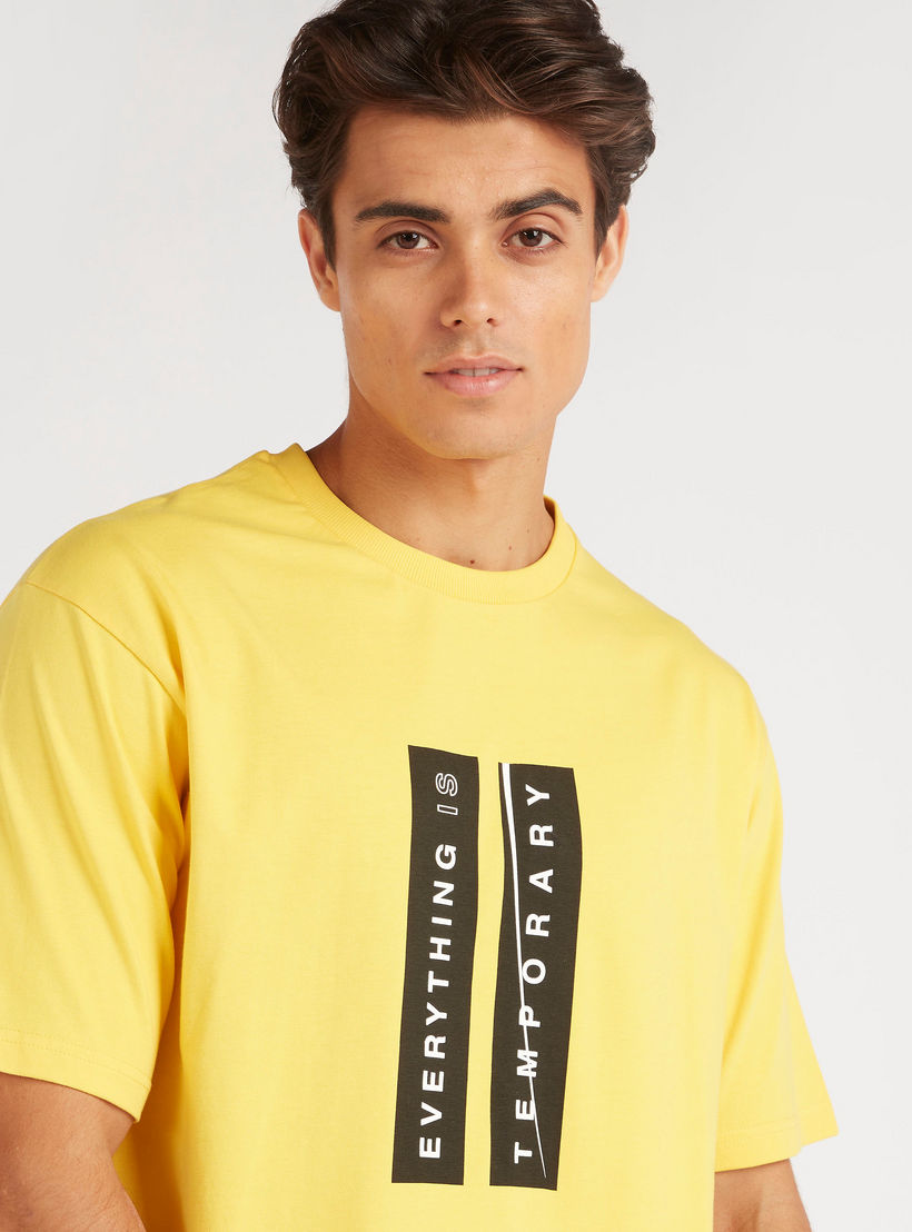 Printed Crew Neck T-shirt with Short Sleeves-men-clothing-tshirtsandpolos-tshirts-image-5