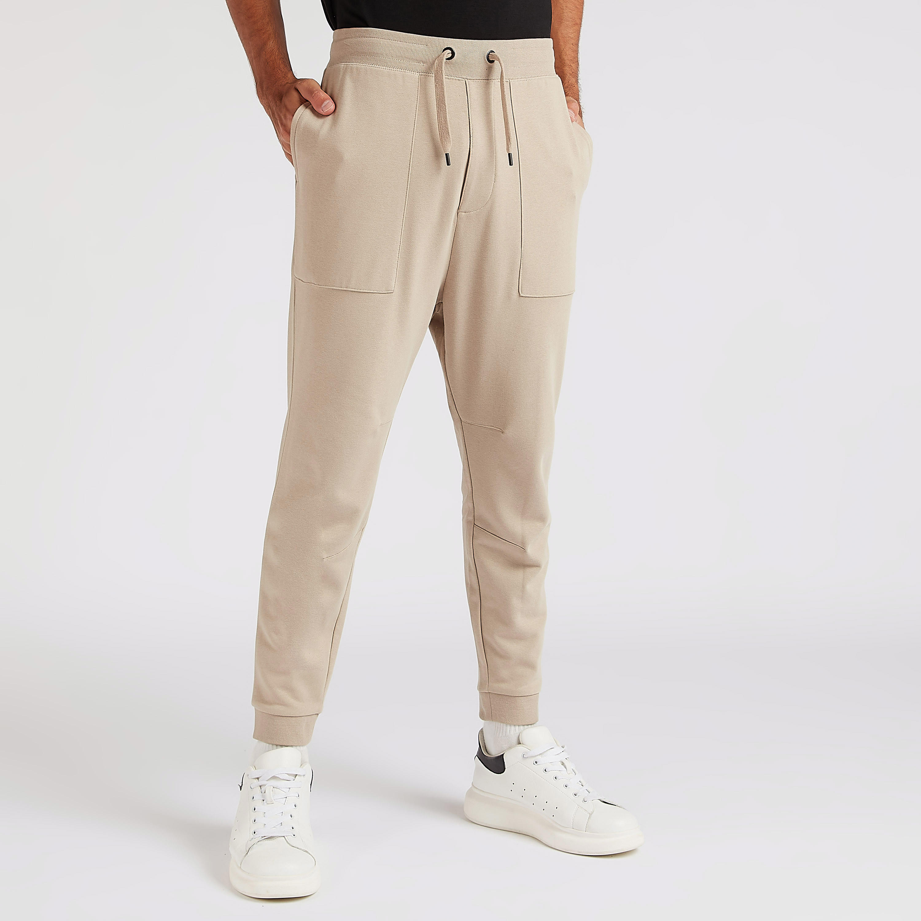 Solid Joggers with Pockets and Drawstring Closure-men-clothing-bottoms-joggers-image-1
