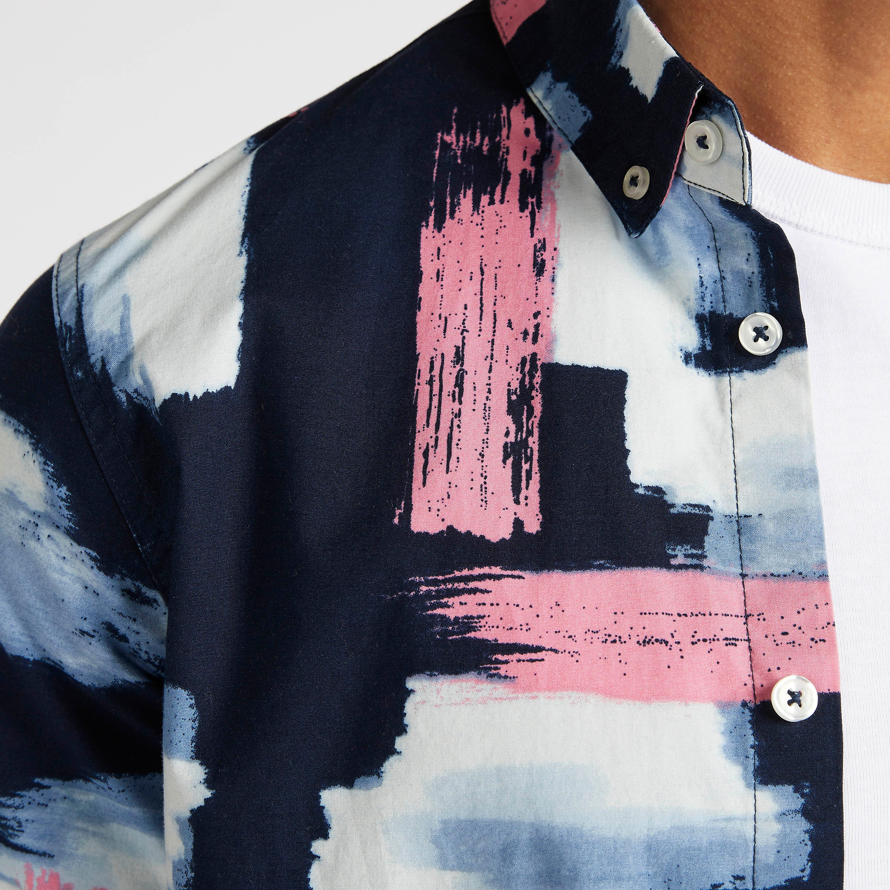 Printed Shirt with Spread Collar and Short Sleeves-men-clothing-shirts-image-3