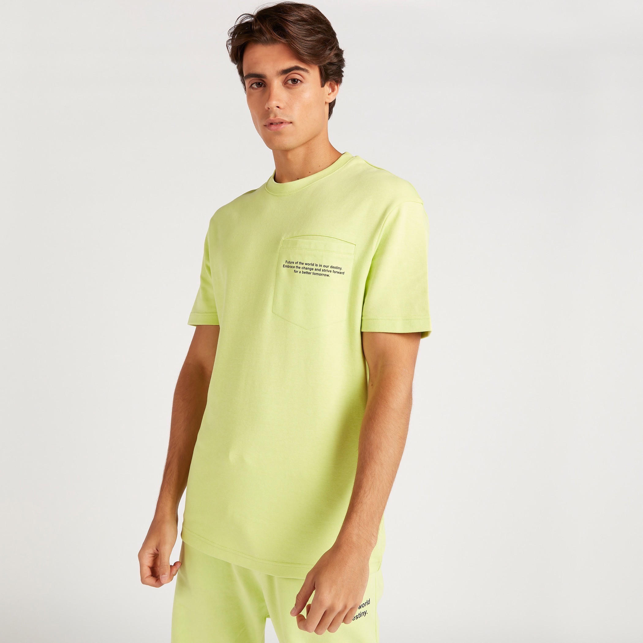 Slogan Print Crew Neck T-shirt with Short Sleeves-men-clothing-tshirtsandpolos-tshirts-image-1