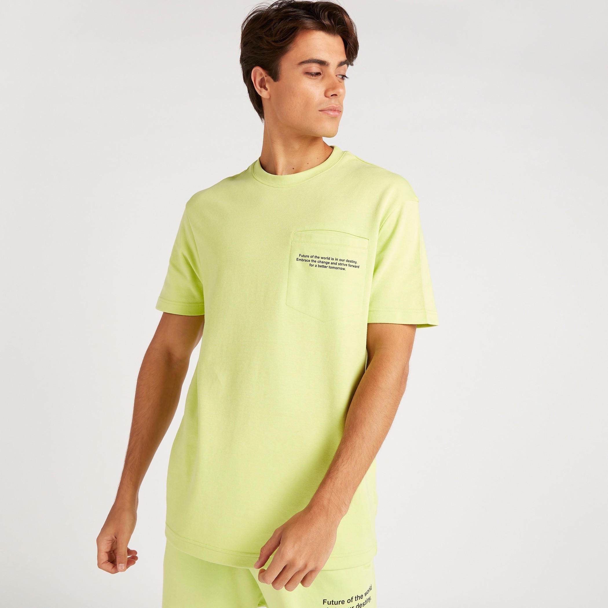 Slogan Print Crew Neck T-shirt with Short Sleeves-men-clothing-tshirtsandpolos-tshirts-image-5