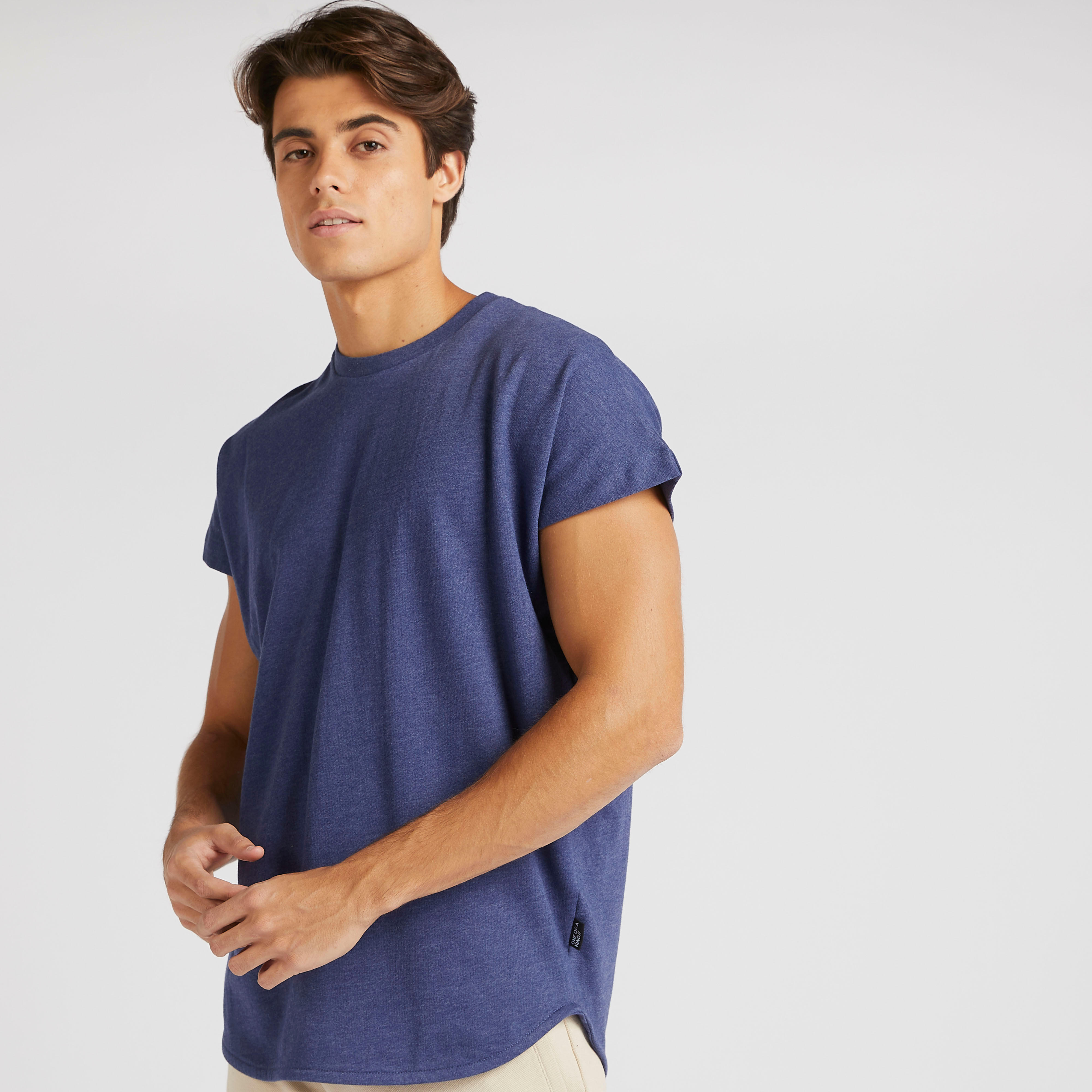 تيشيرت سادة بياقة ضيّقة وأكمام قصيرة-men-clothing-tshirtsandpolos-tshirts-image-1