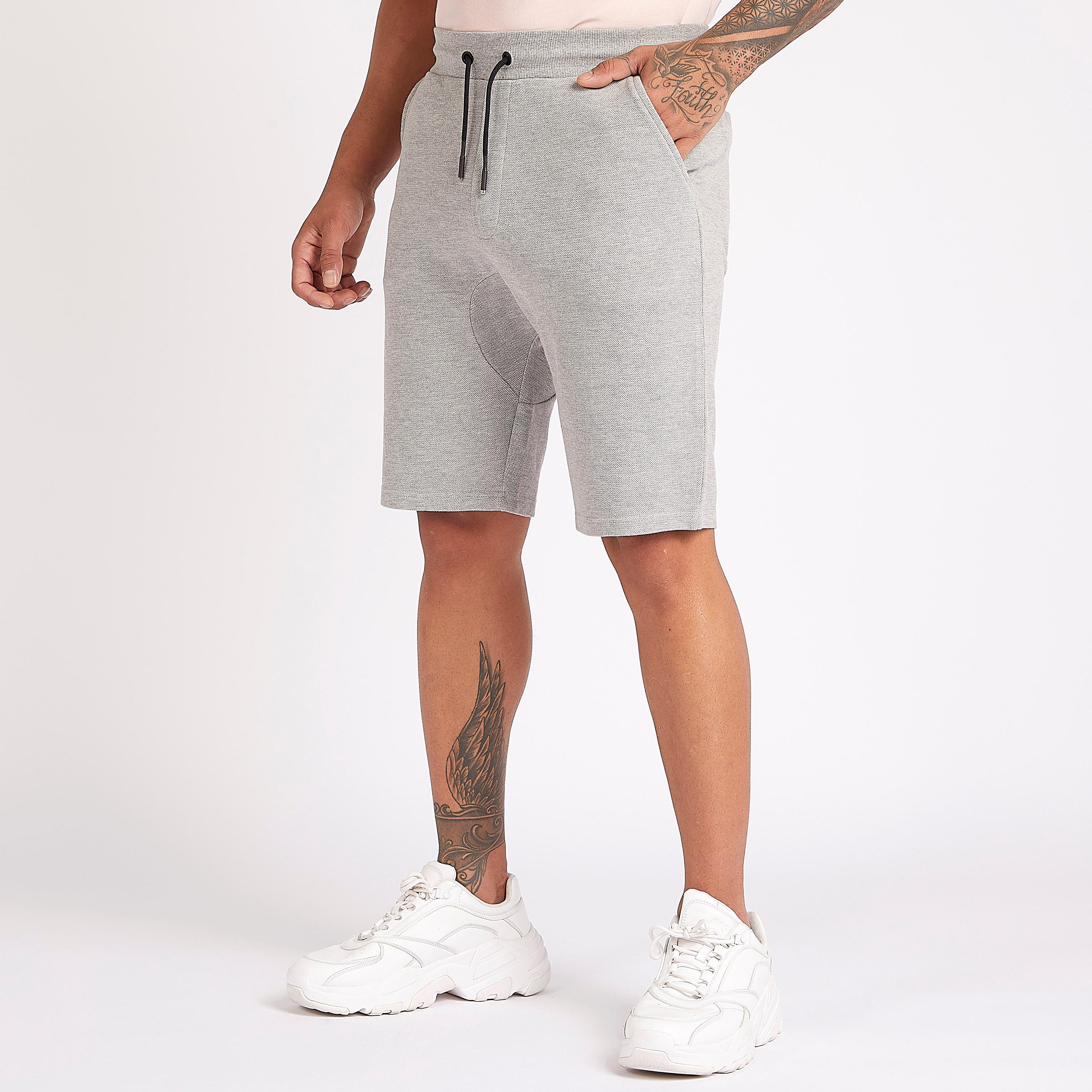 Textured Mid-Rise Shorts with Drawstring Closure-men-clothing-bottoms-shorts-image-1