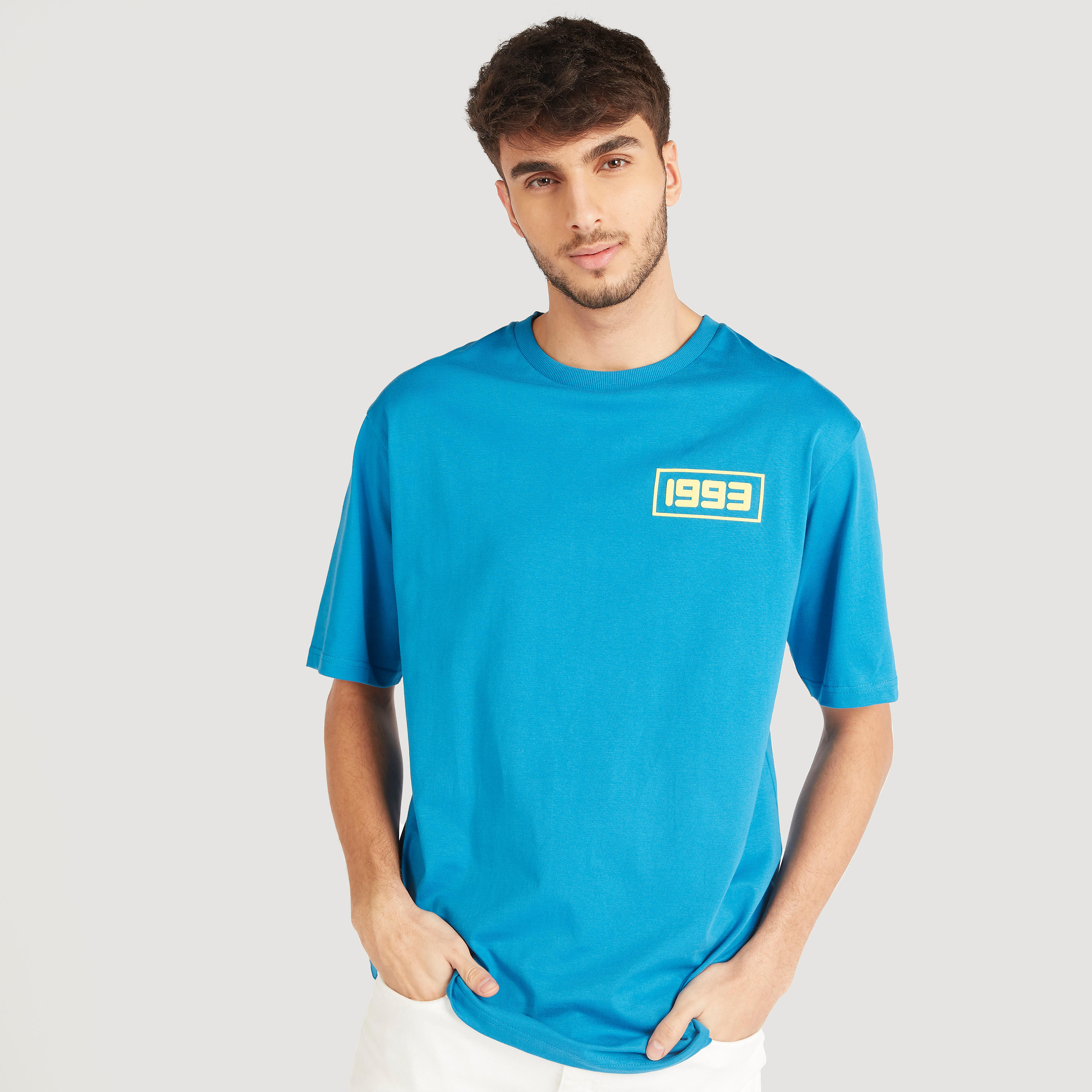 Graphic Print Crew Neck T-shirt with Short Sleeves-men-clothing-tshirtsandpolos-tshirts-image-1