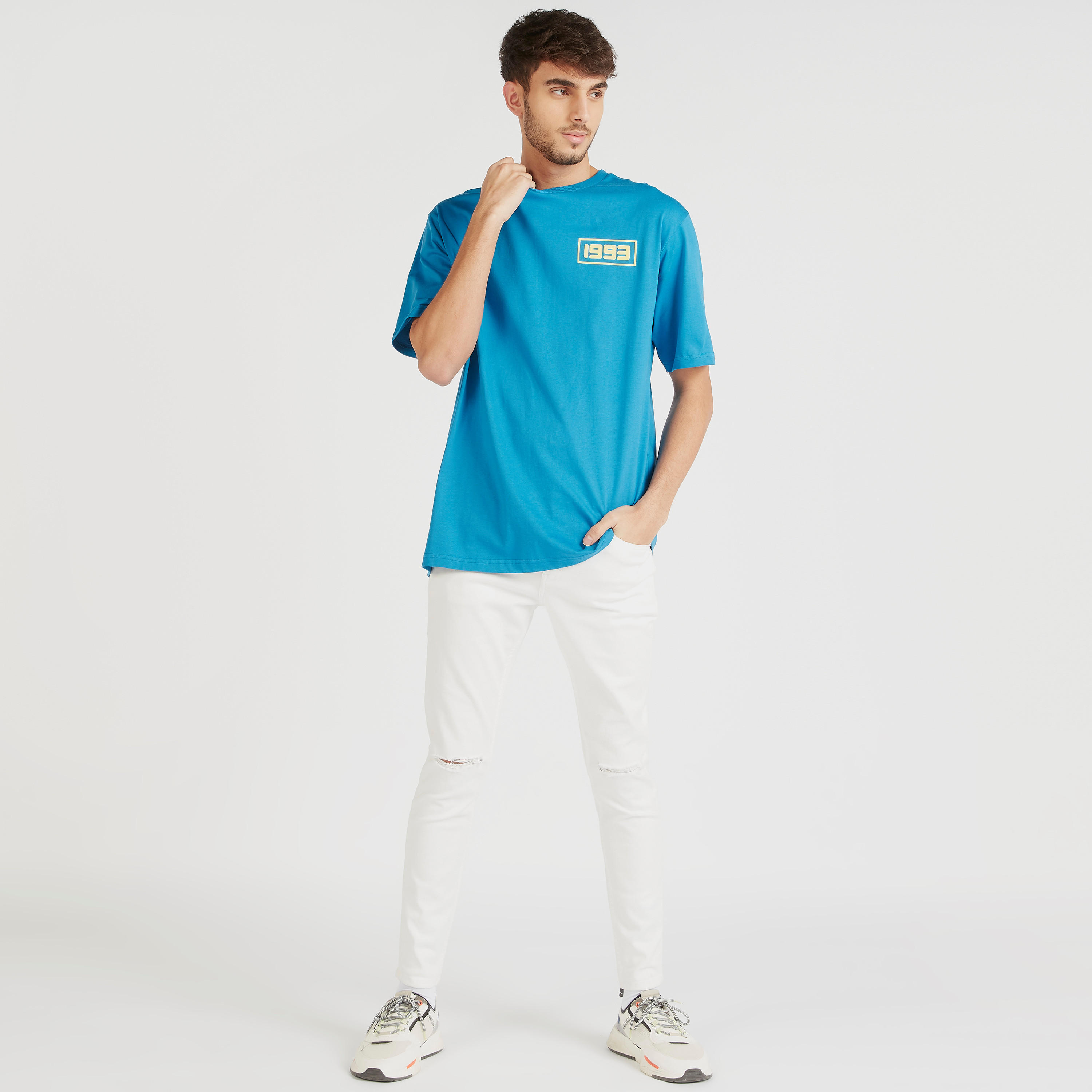 Graphic Print Crew Neck T-shirt with Short Sleeves-men-clothing-tshirtsandpolos-tshirts-image-2