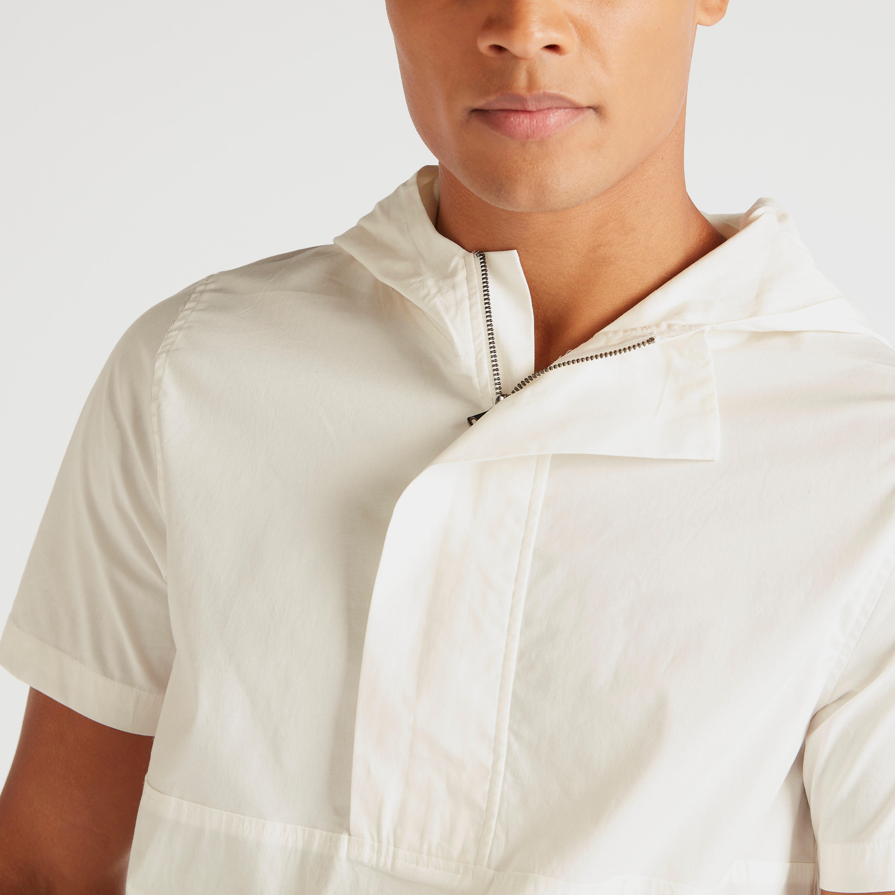 Solid Hooded Shirt with Short Sleeves and Kangaroo Pockets-men-clothing-shirts-image-6