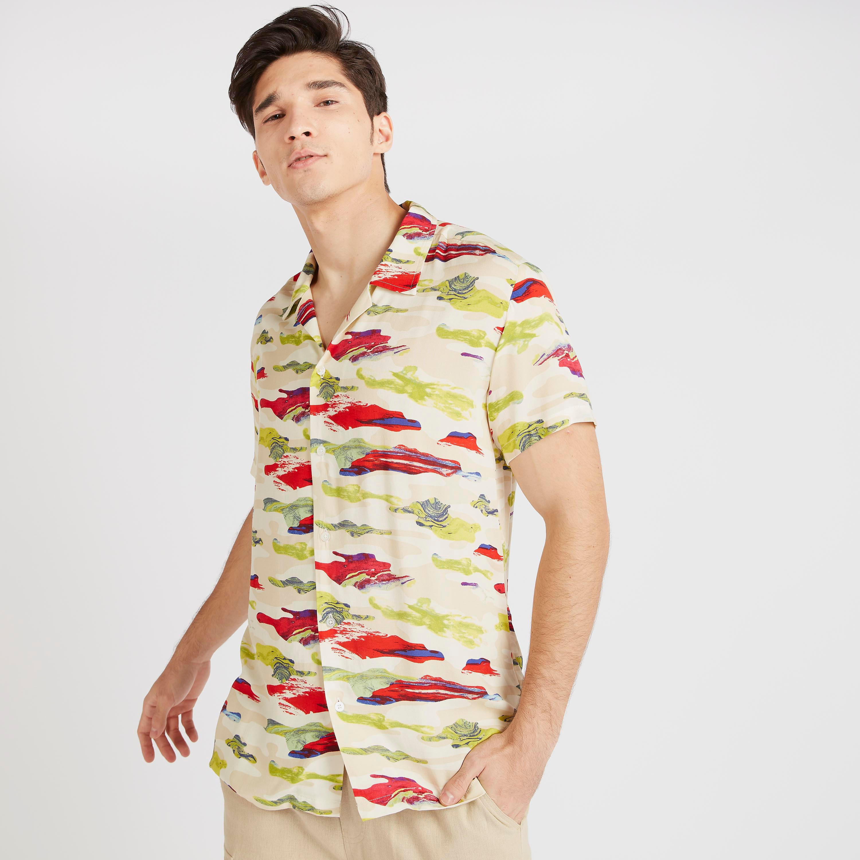 Printed Shirt with Short Sleeves-men-clothing-shirts-image-1