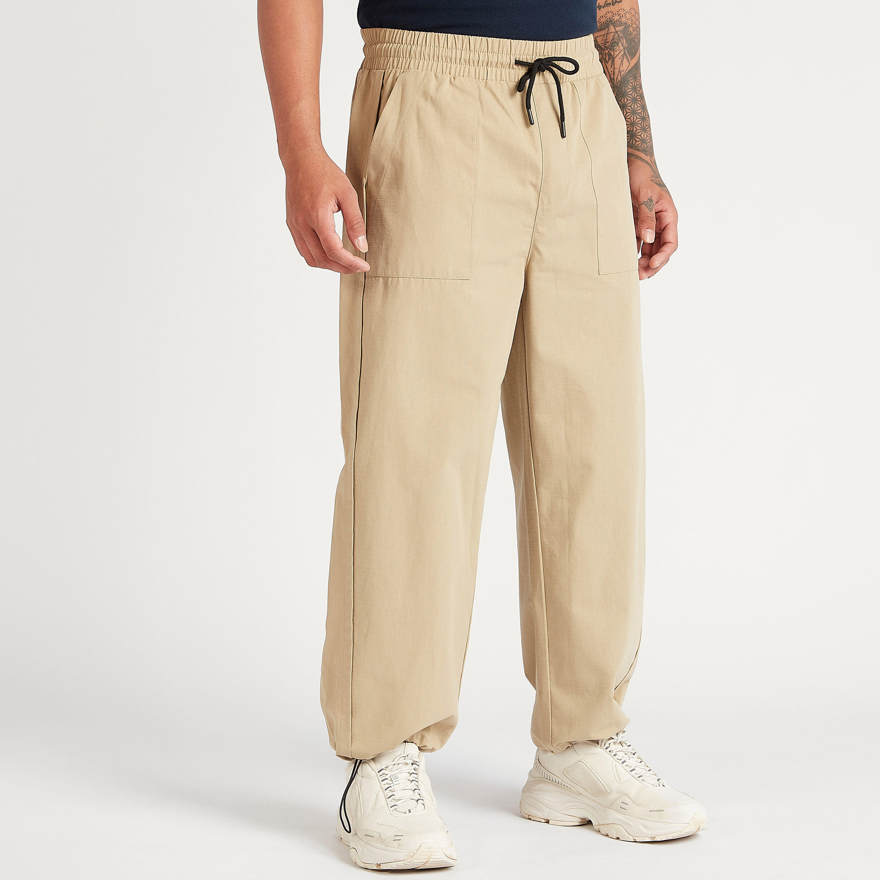 Solid Mid-Rise Joggers with Drawstring Closure and Pockets-men-clothing-bottoms-joggers-image-1