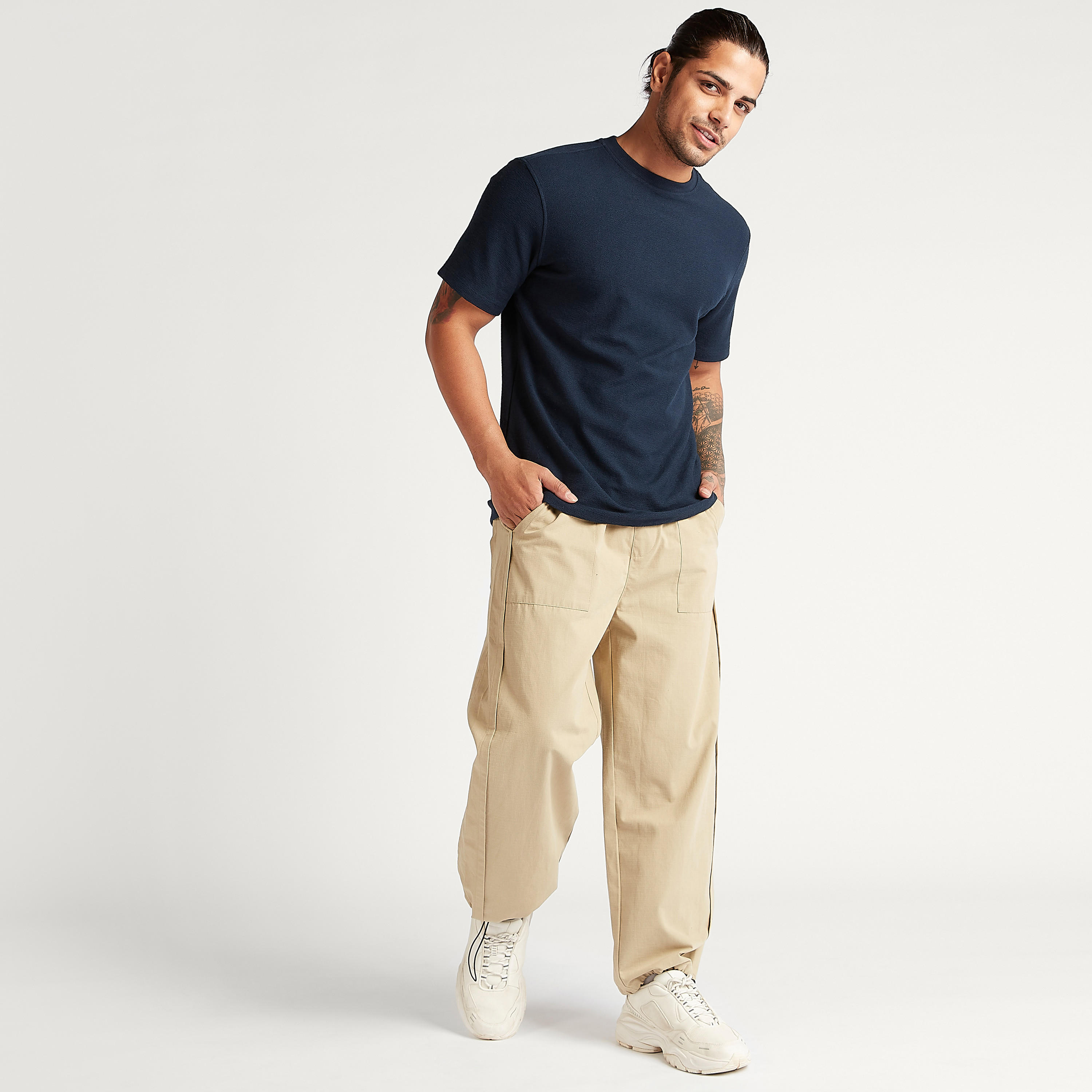 Solid Mid-Rise Joggers with Drawstring Closure and Pockets-men-clothing-bottoms-joggers-image-2