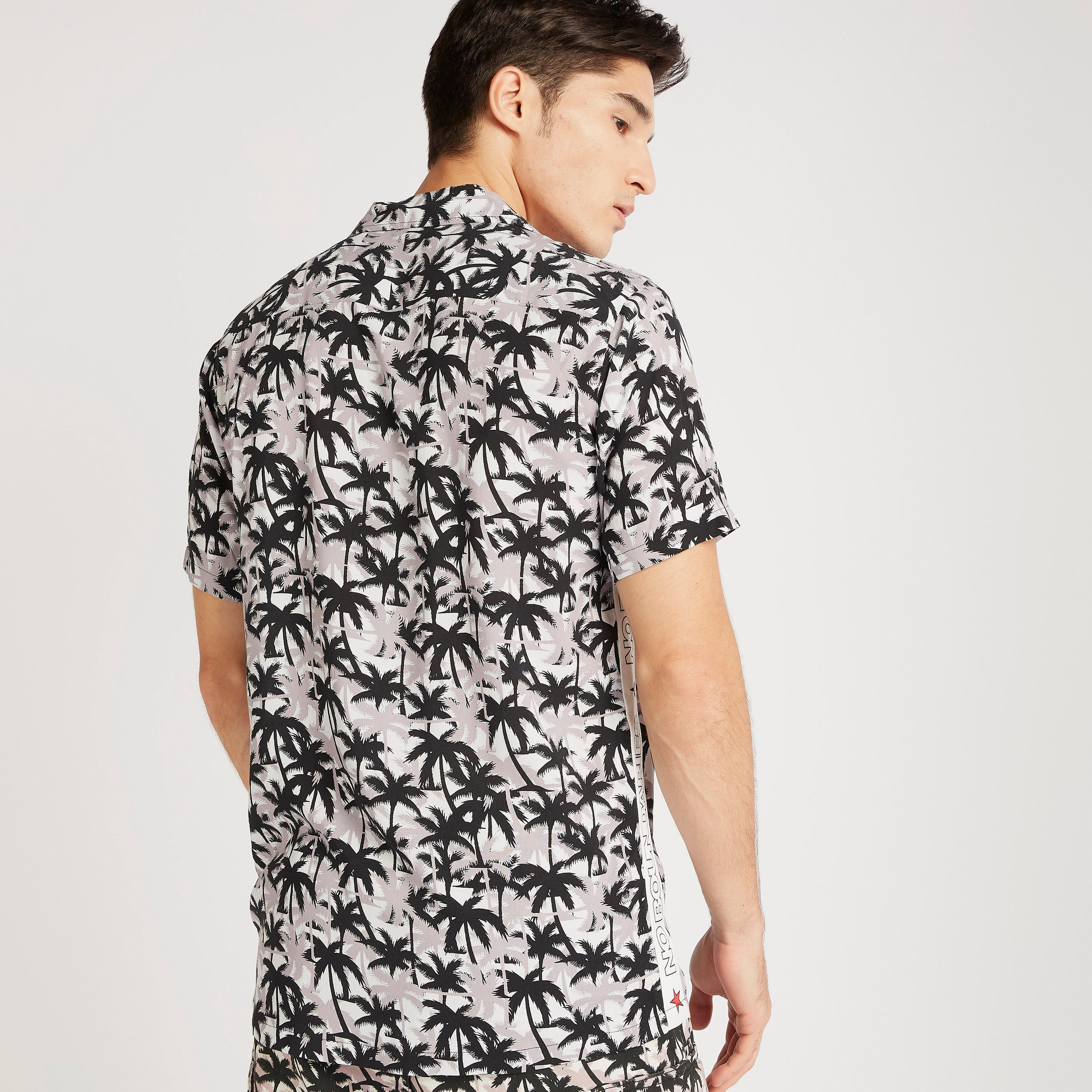 Printed Shirt with Short Sleeves and Button Placket-men-clothing-shirts-image-4