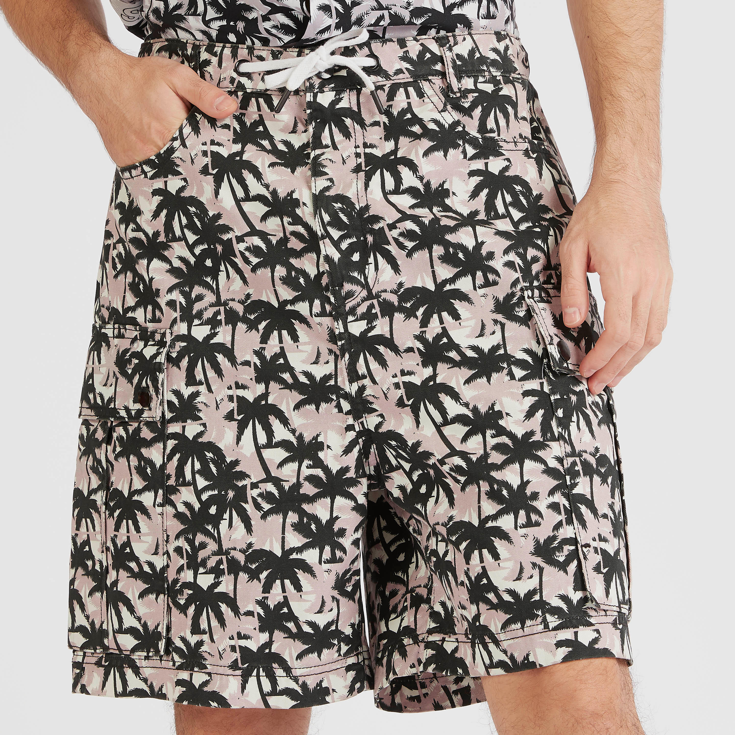 Tropical Print Mid-Rise Shorts with Drawstring Closure-men-clothing-bottoms-shorts-image-3