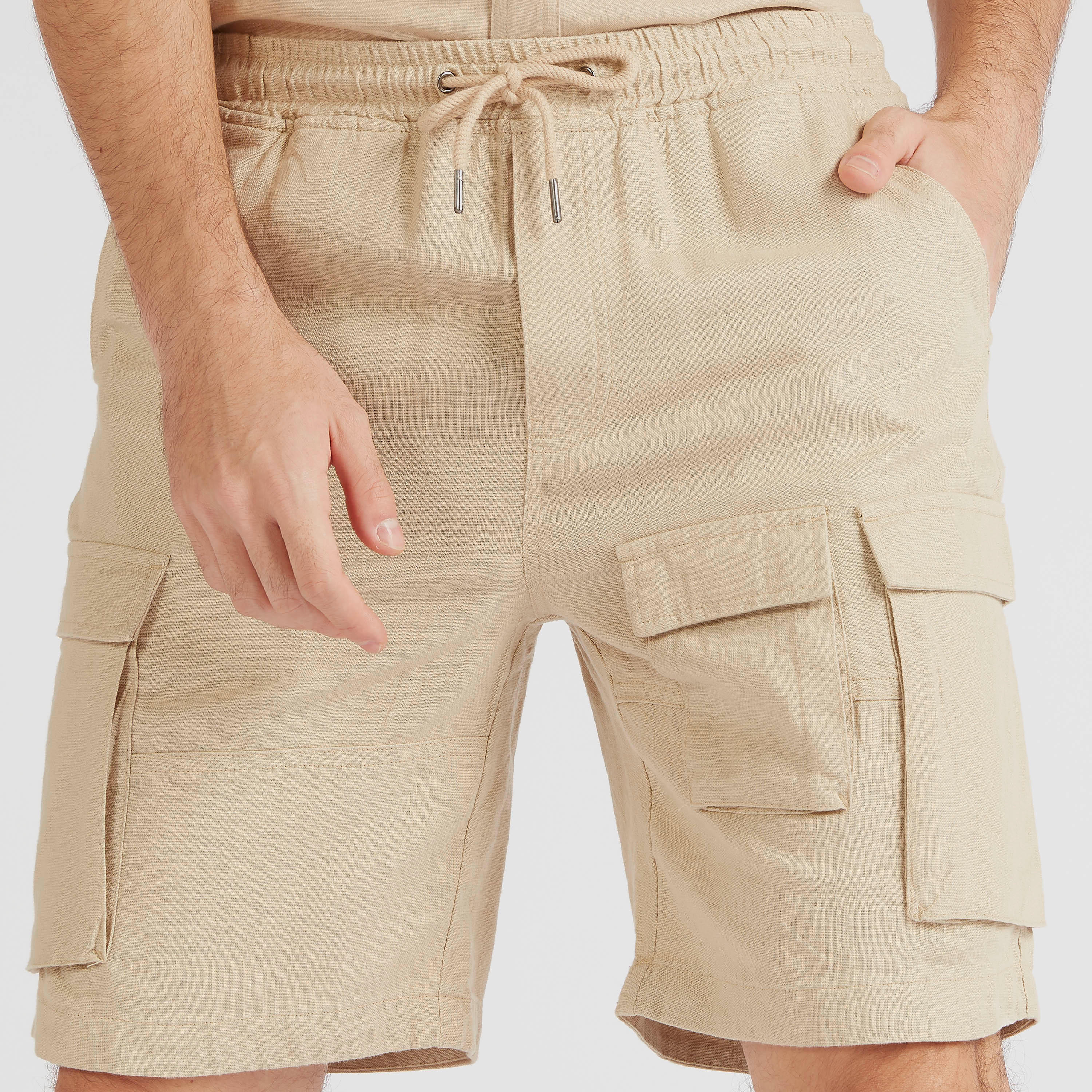Mid-Rise Cargo Shorts with Elasticated Waistband-men-clothing-bottoms-shorts-image-3
