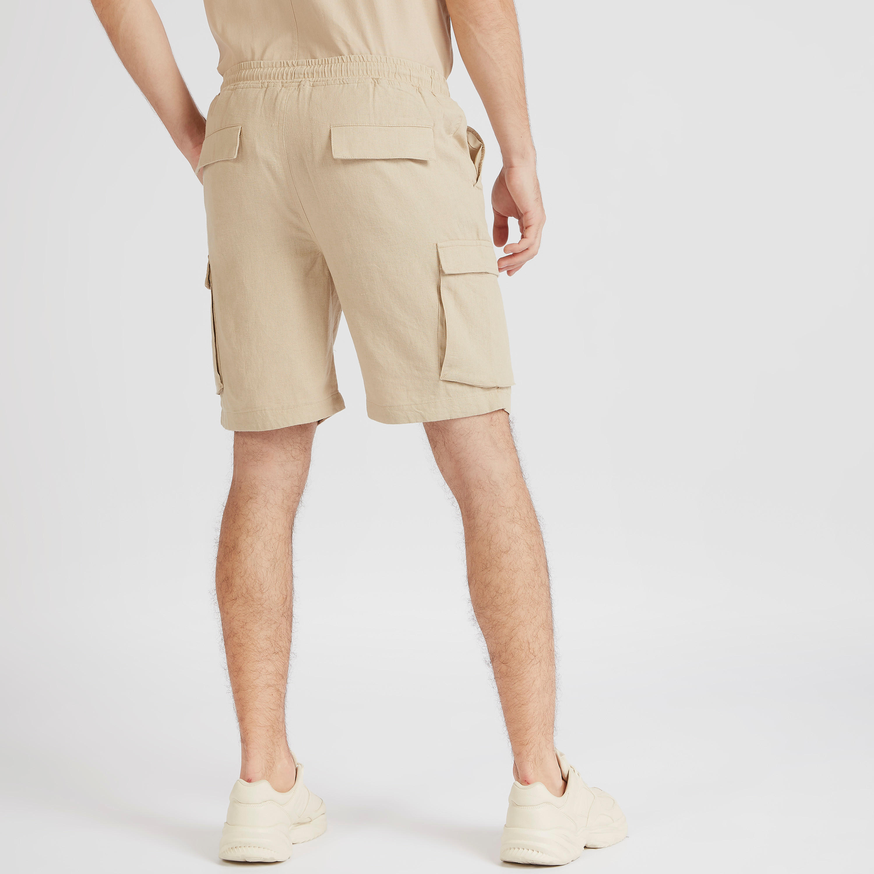 Mid-Rise Cargo Shorts with Elasticated Waistband-men-clothing-bottoms-shorts-image-4