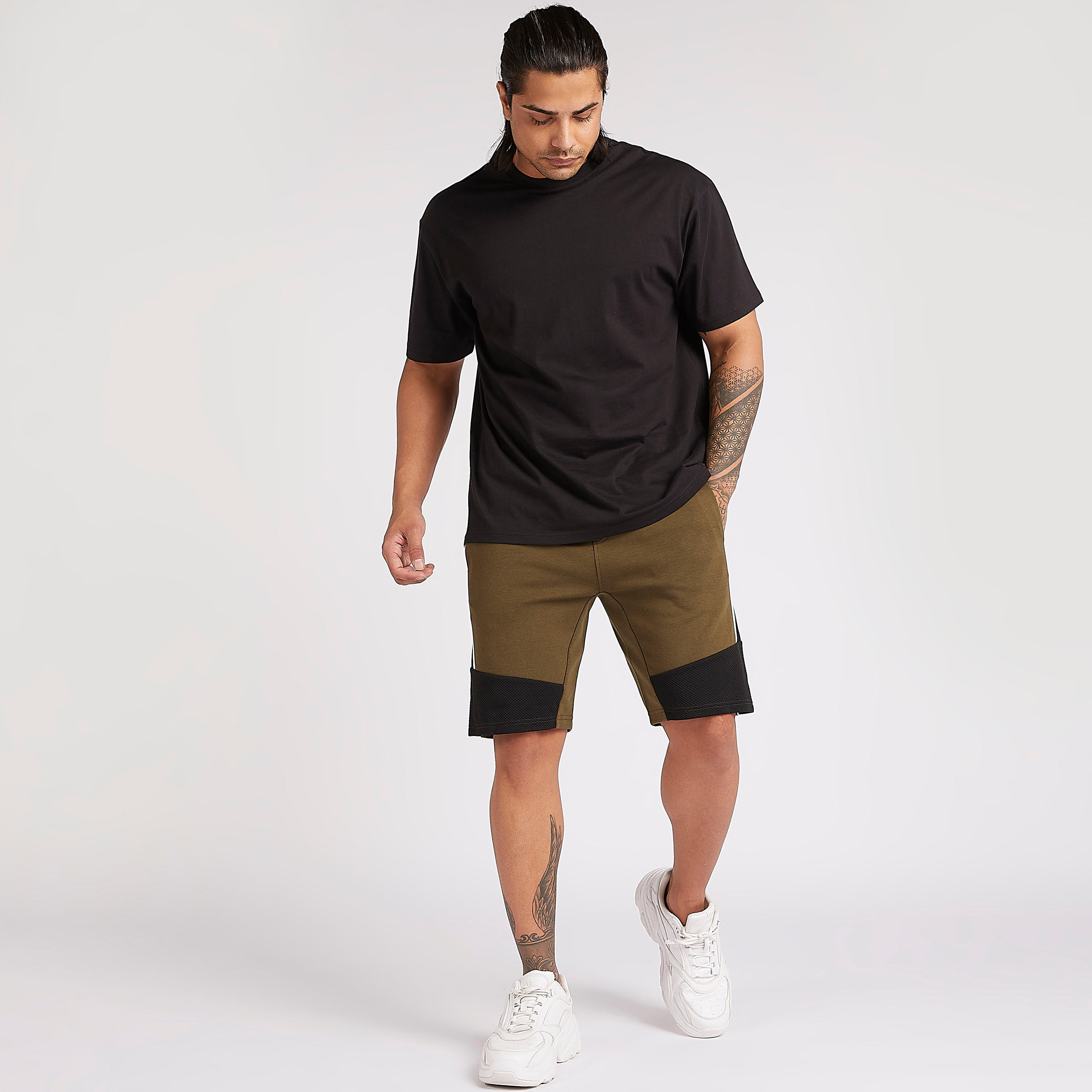 شورت قوالب ملوّنة بشرائط شبكيّة-men-clothing-bottoms-shorts-image-2