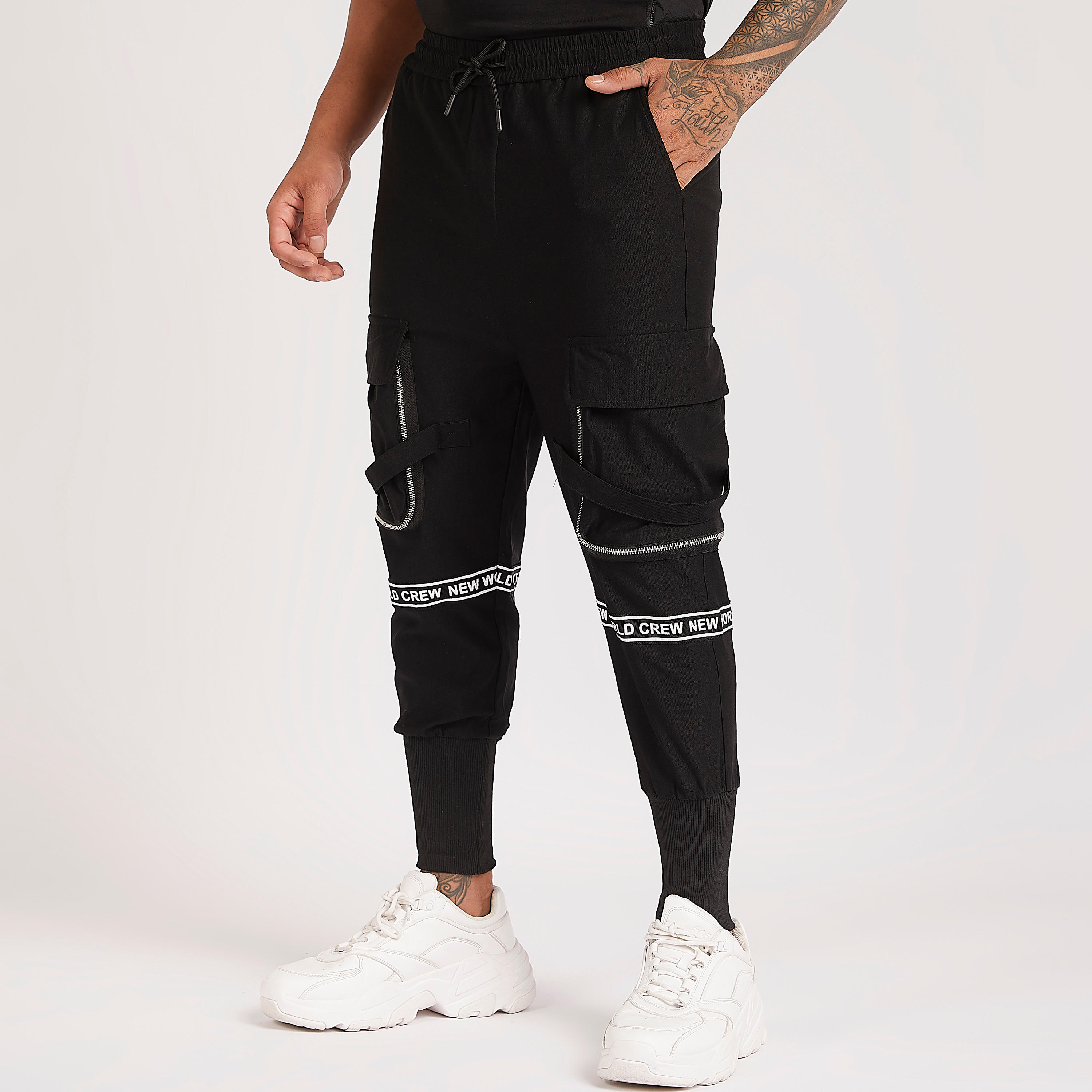 Printed Mid-Rise Slim Fit Joggers with Zipper Detailed Pockets-men-clothing-bottoms-joggers-image-1