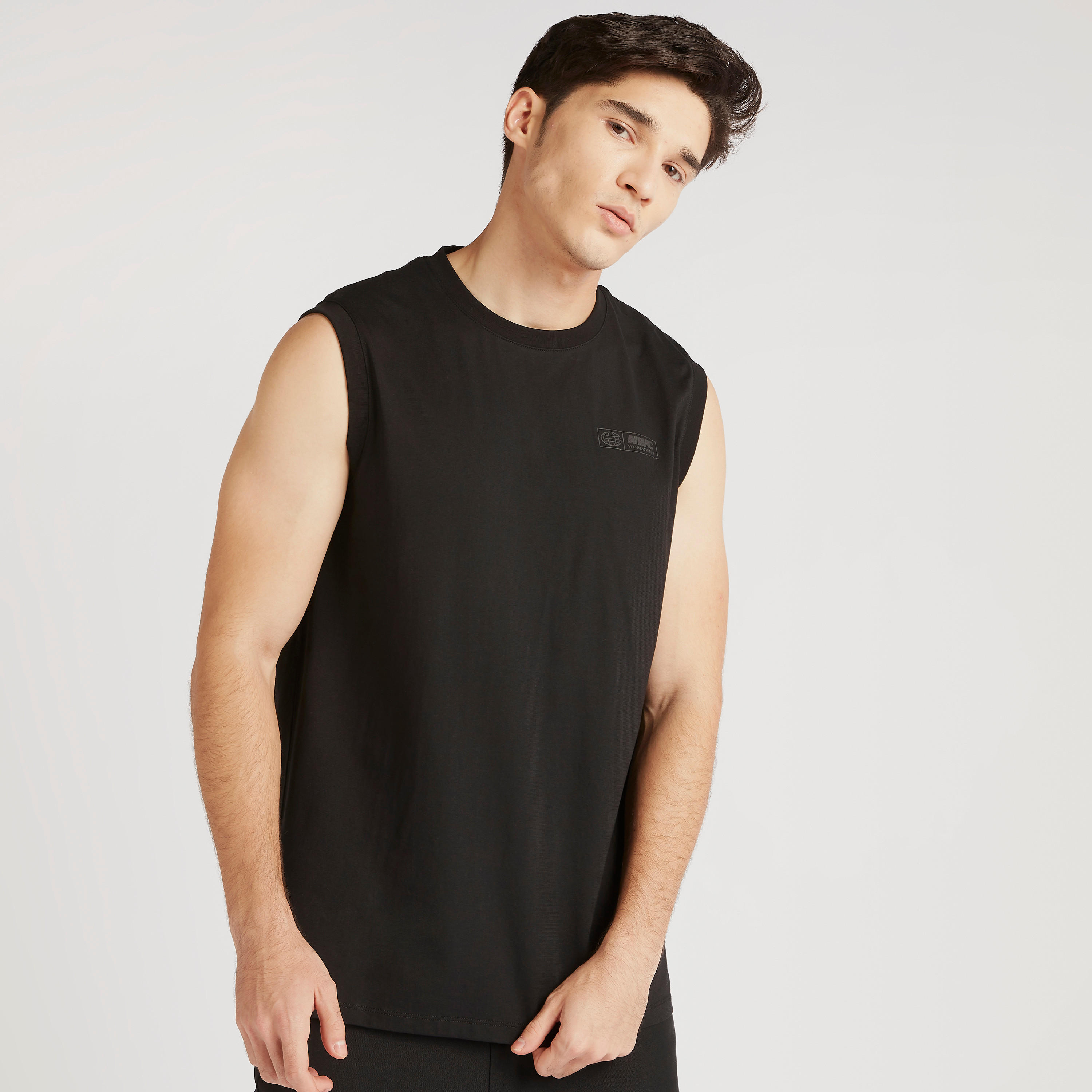 Sleeveless Longline T-shirt with Crew Neck-men-clothing-tshirtsandpolos-tshirts-image-1