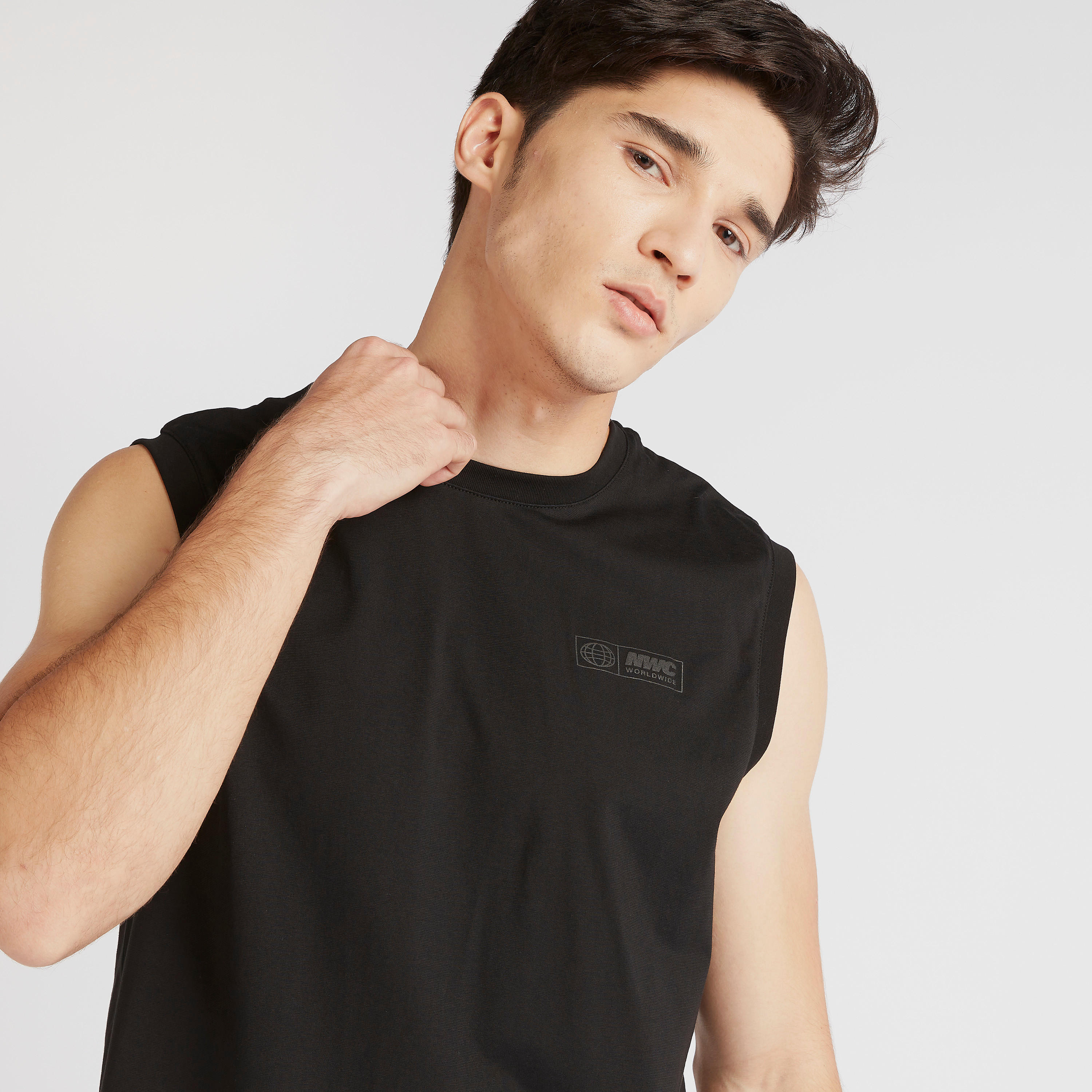 Sleeveless Longline T-shirt with Crew Neck-men-clothing-tshirtsandpolos-tshirts-image-3
