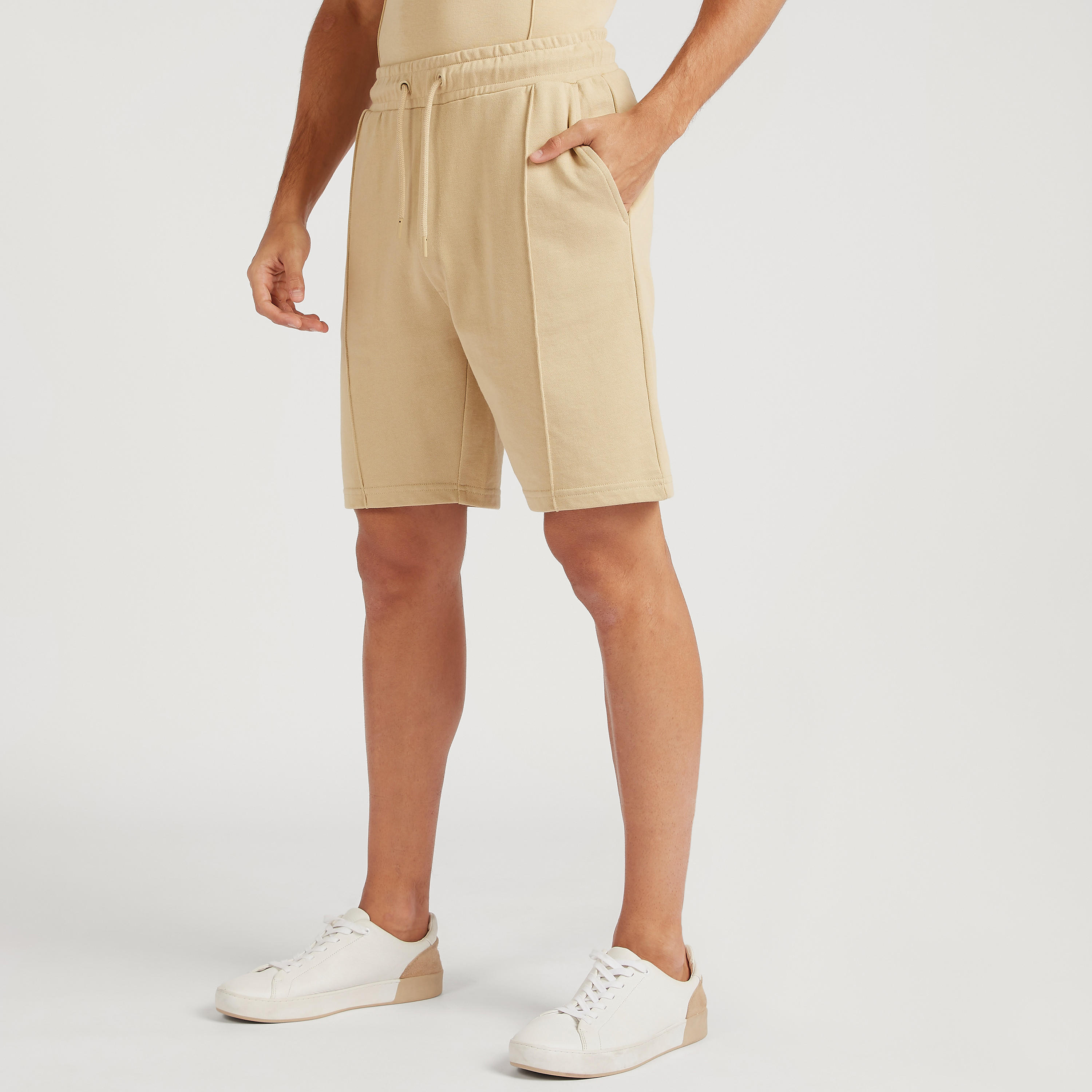 Solid Mid-Rise Shorts with Drawstring Closure-men-clothing-bottoms-shorts-image-1