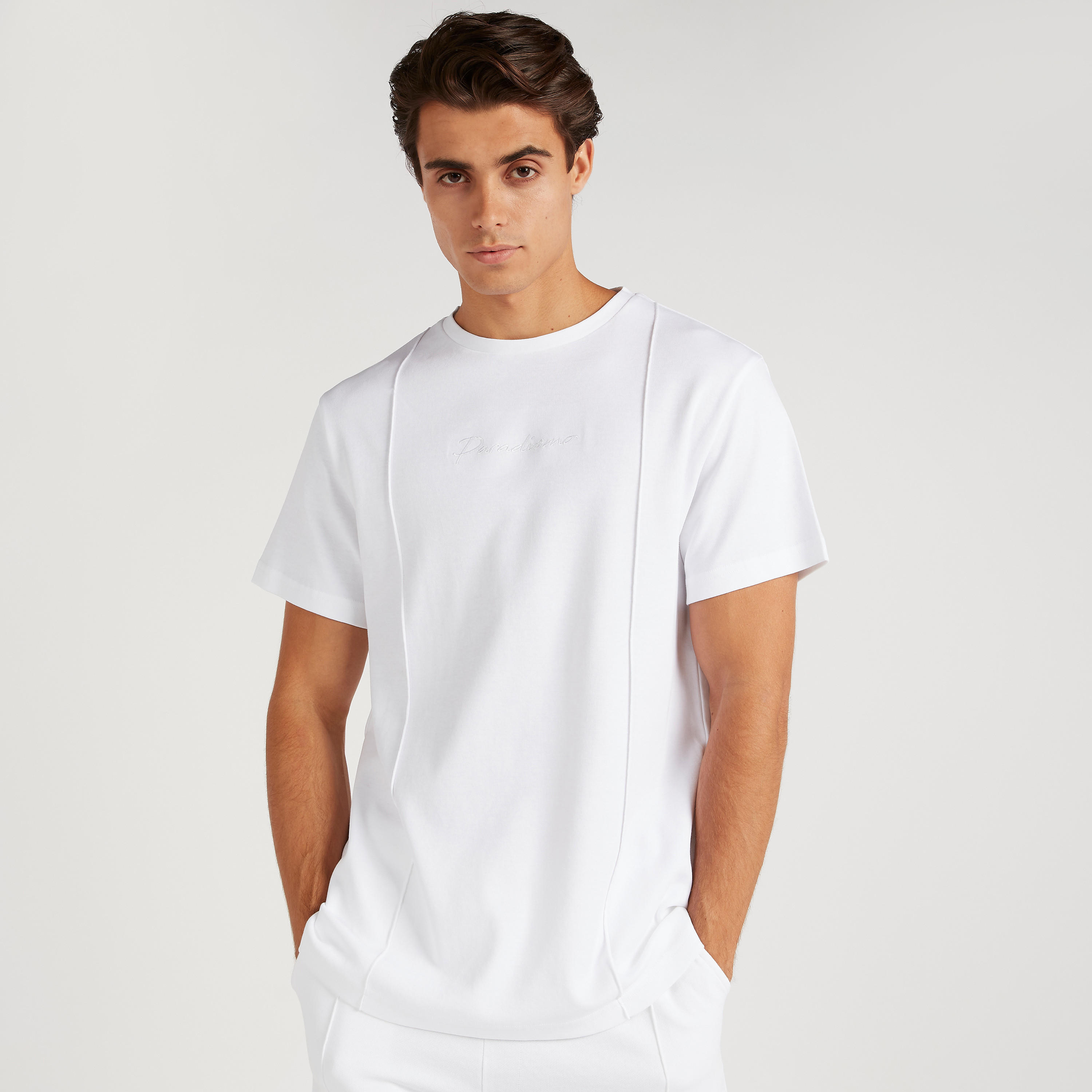 Embroidered Crew Neck T-shirt with Short Sleeves-men-clothing-tshirtsandpolos-tshirts-image-1