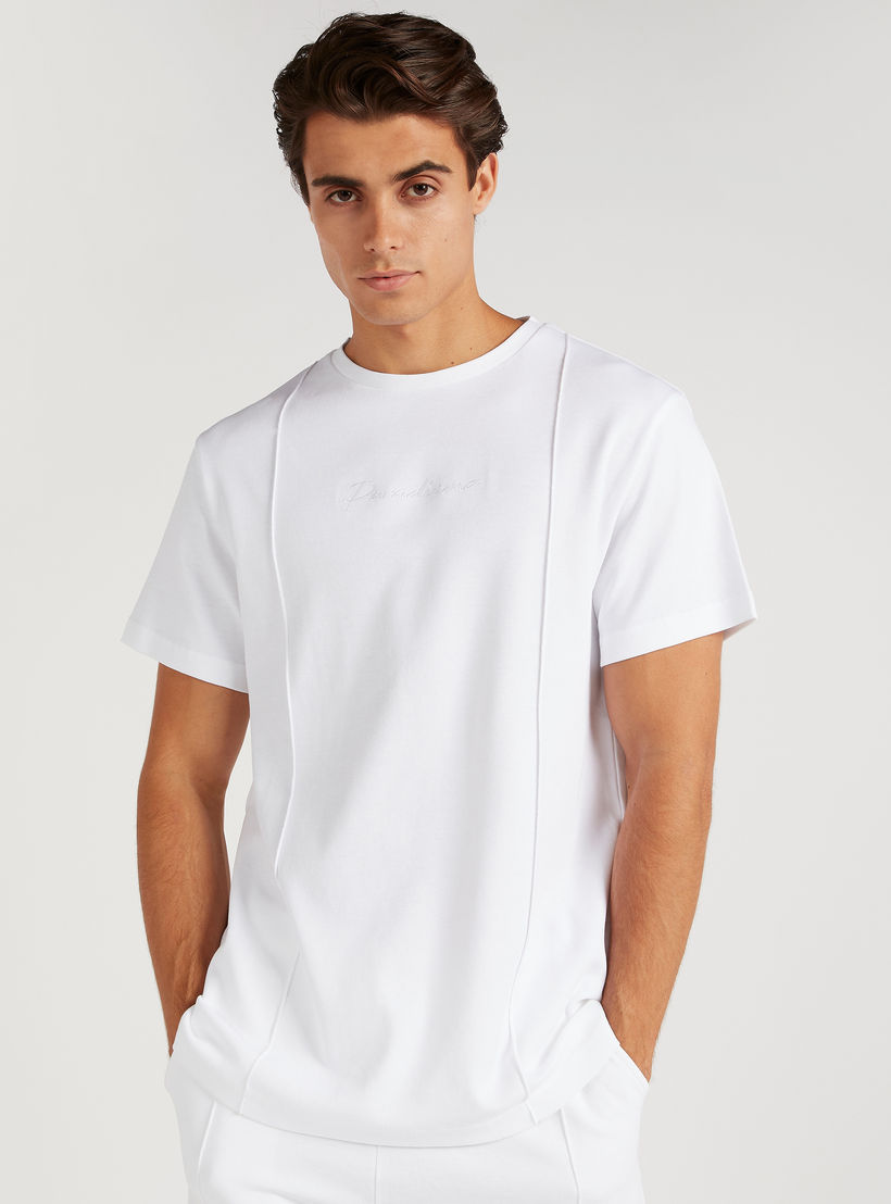 Embroidered Crew Neck T-shirt with Short Sleeves-men-clothing-tshirtsandpolos-tshirts-image-1