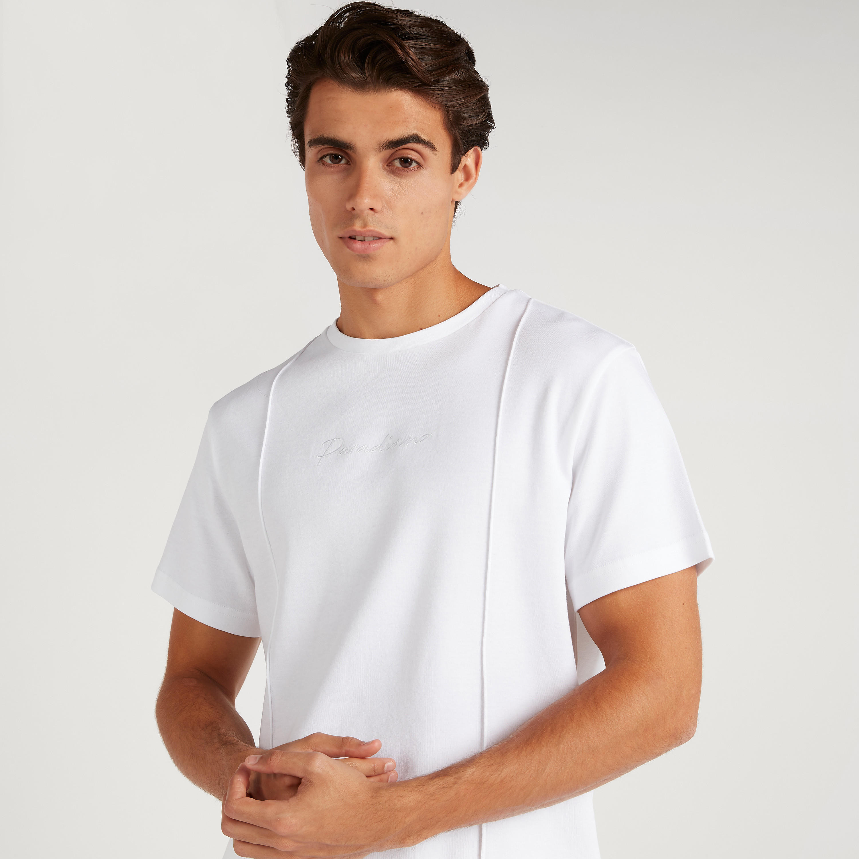 Embroidered Crew Neck T-shirt with Short Sleeves-men-clothing-tshirtsandpolos-tshirts-image-3