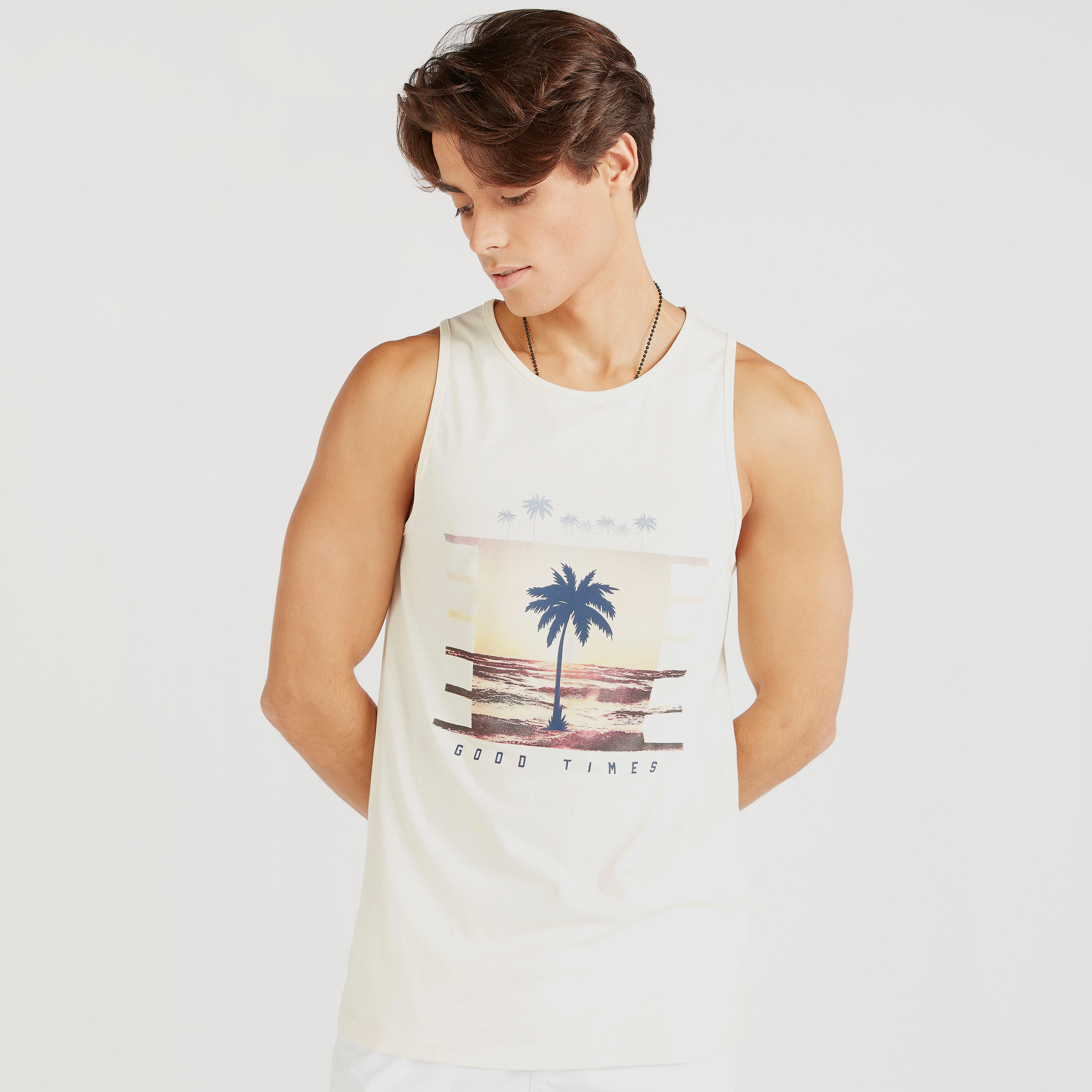 Typographic Print Vest with Round Neck-men-clothing-tshirtsandpolos-vests-image-1