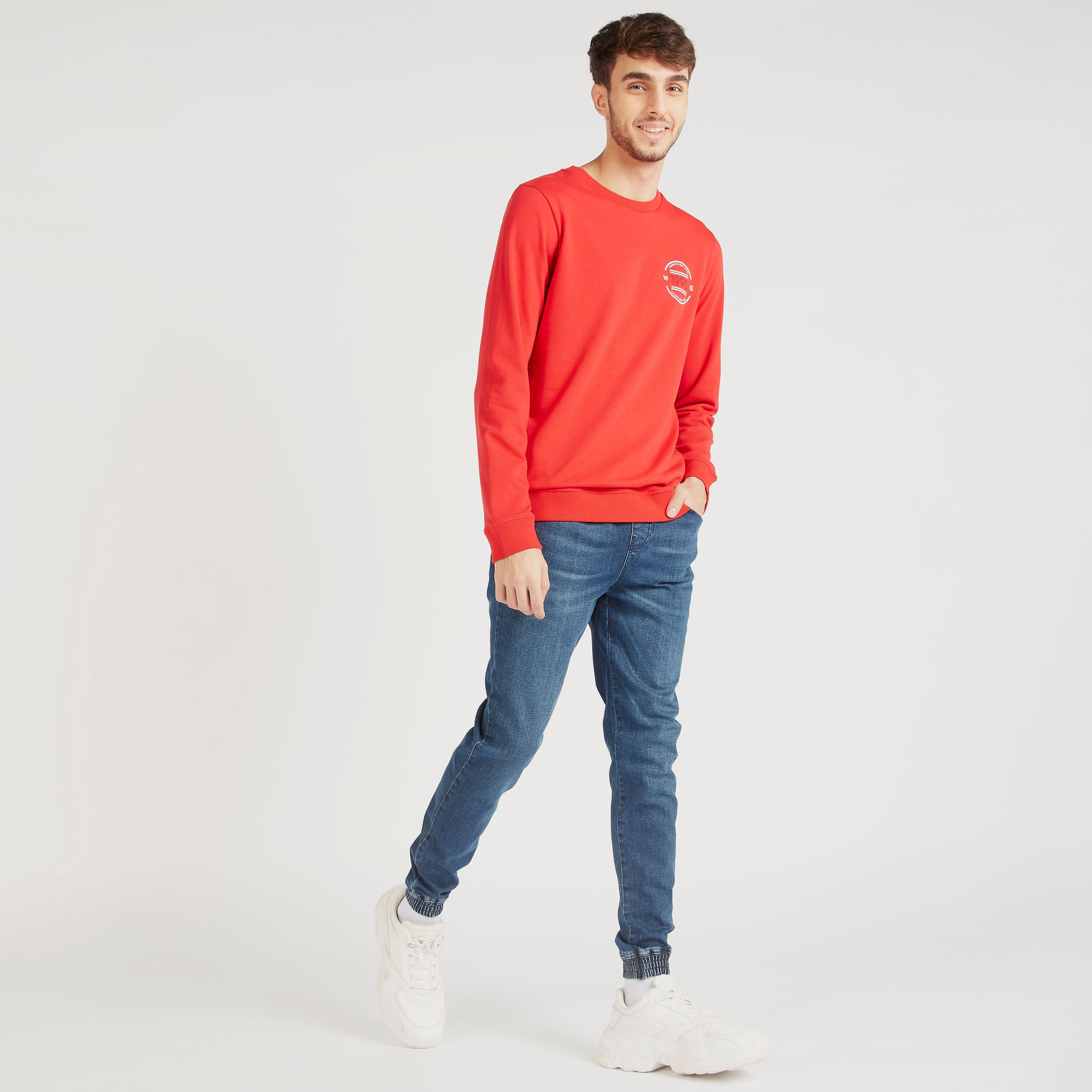 Crew Neck Printed T-shirt with Long Sleeves-men-winterwear-hoodiesandsweatshirts-image-2