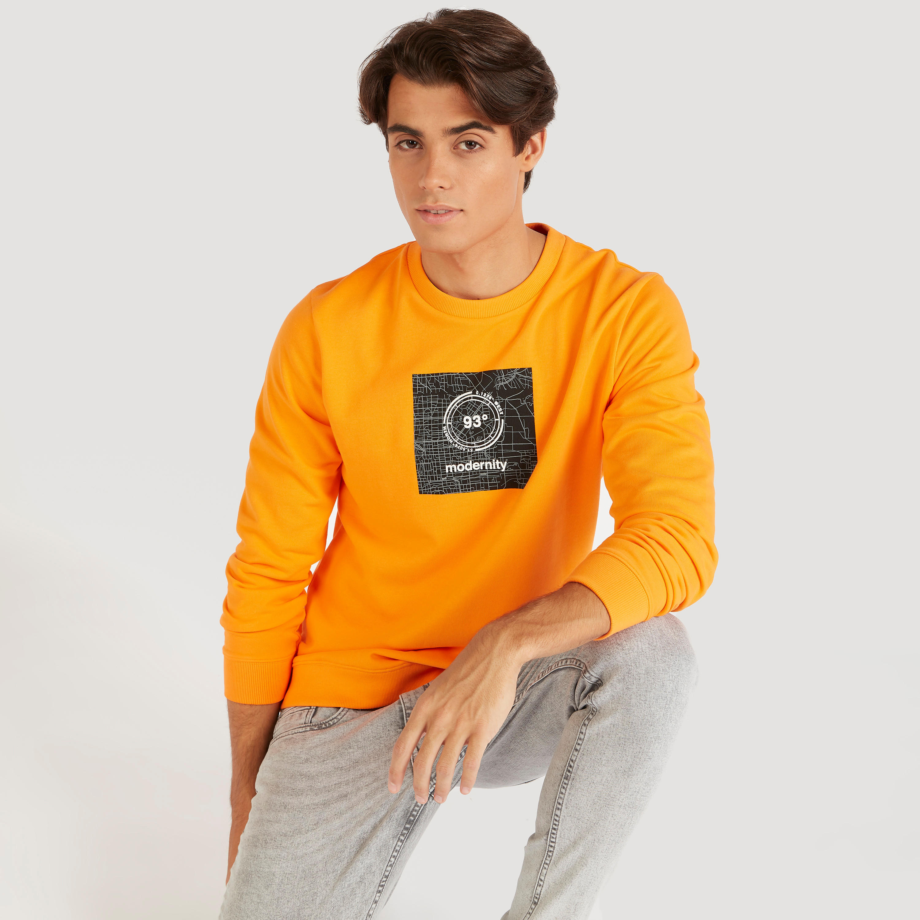 Printed Crew Neck Sweatshirt with Long Sleeves-men-winterwear-hoodiesandsweatshirts-image-1