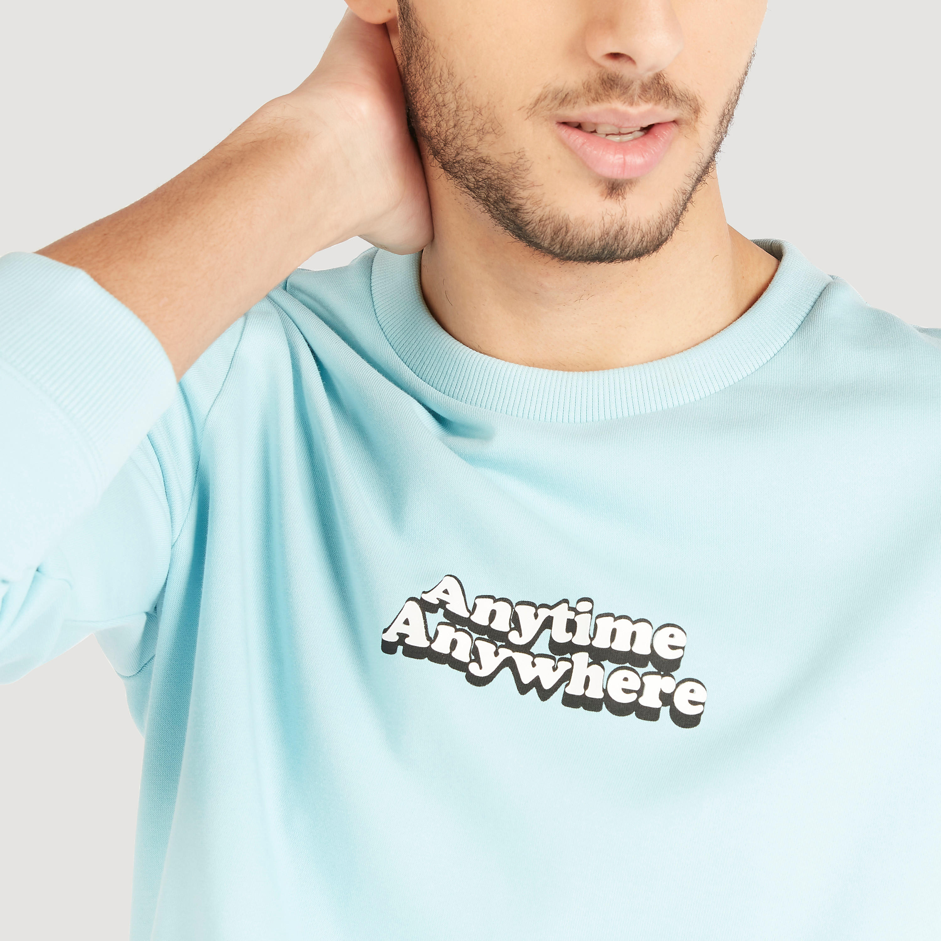 Text Print Crew Neck Sweatshirt with Long Sleeves-men-winterwear-hoodiesandsweatshirts-image-3