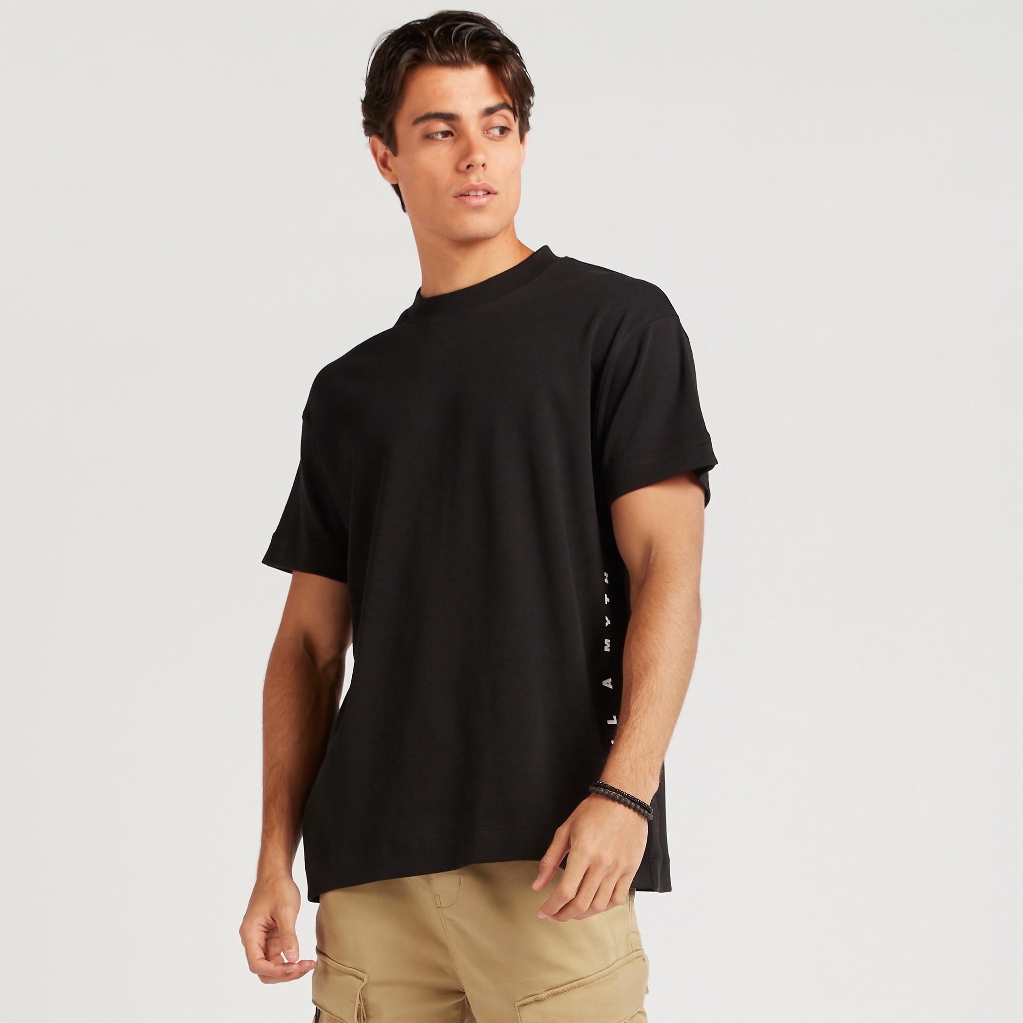 Slogan Print Crew Neck T-shirt with Short Sleeves-men-clothing-tshirtsandpolos-tshirts-image-1