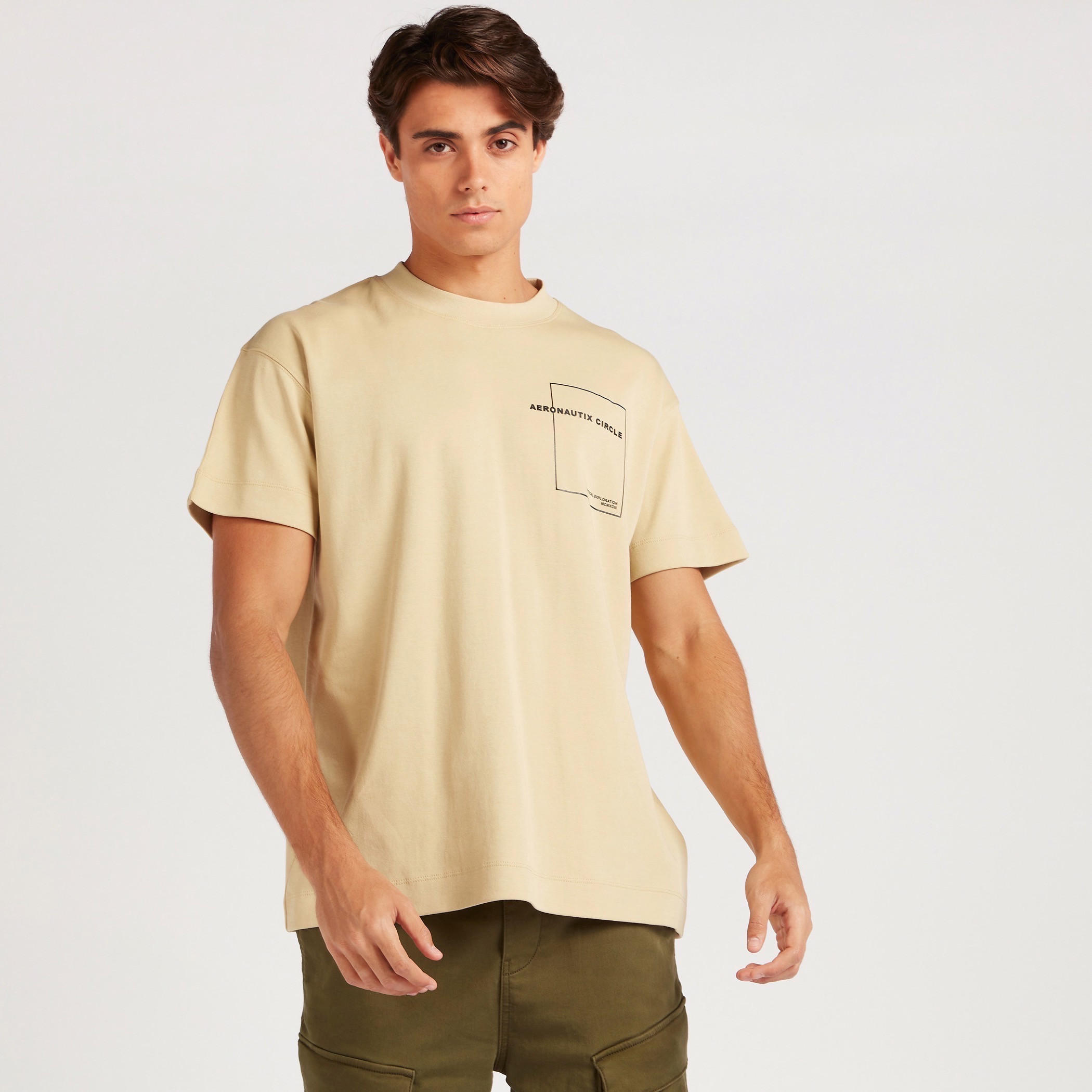 Printed Crew Neck T-shirt with Short Sleeves-men-clothing-tshirtsandpolos-tshirts-image-1