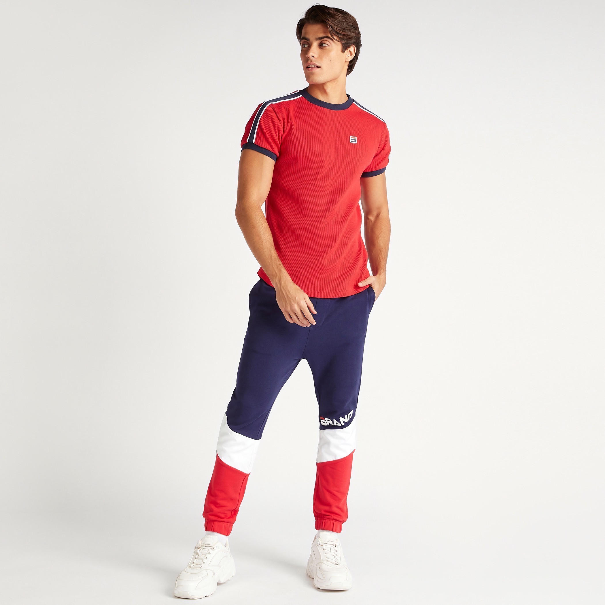 تيشيرت بارز الملمس بياقة ضيّقة وأكمام قصيرة-men-clothing-tshirtsandpolos-tshirts-image-3