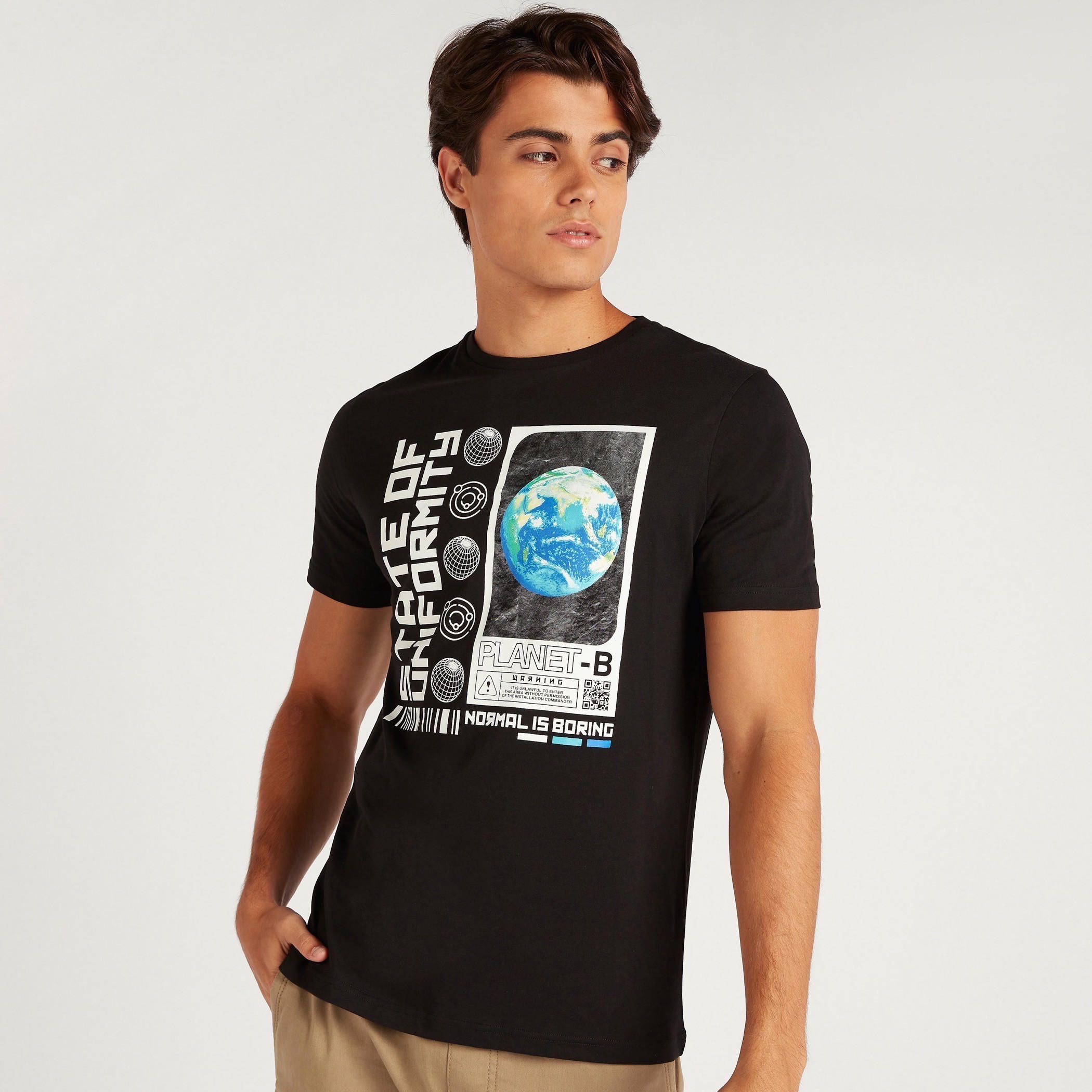 Printed Crew Neck T-shirt with Short Sleeves-men-clothing-tshirtsandpolos-tshirts-image-1