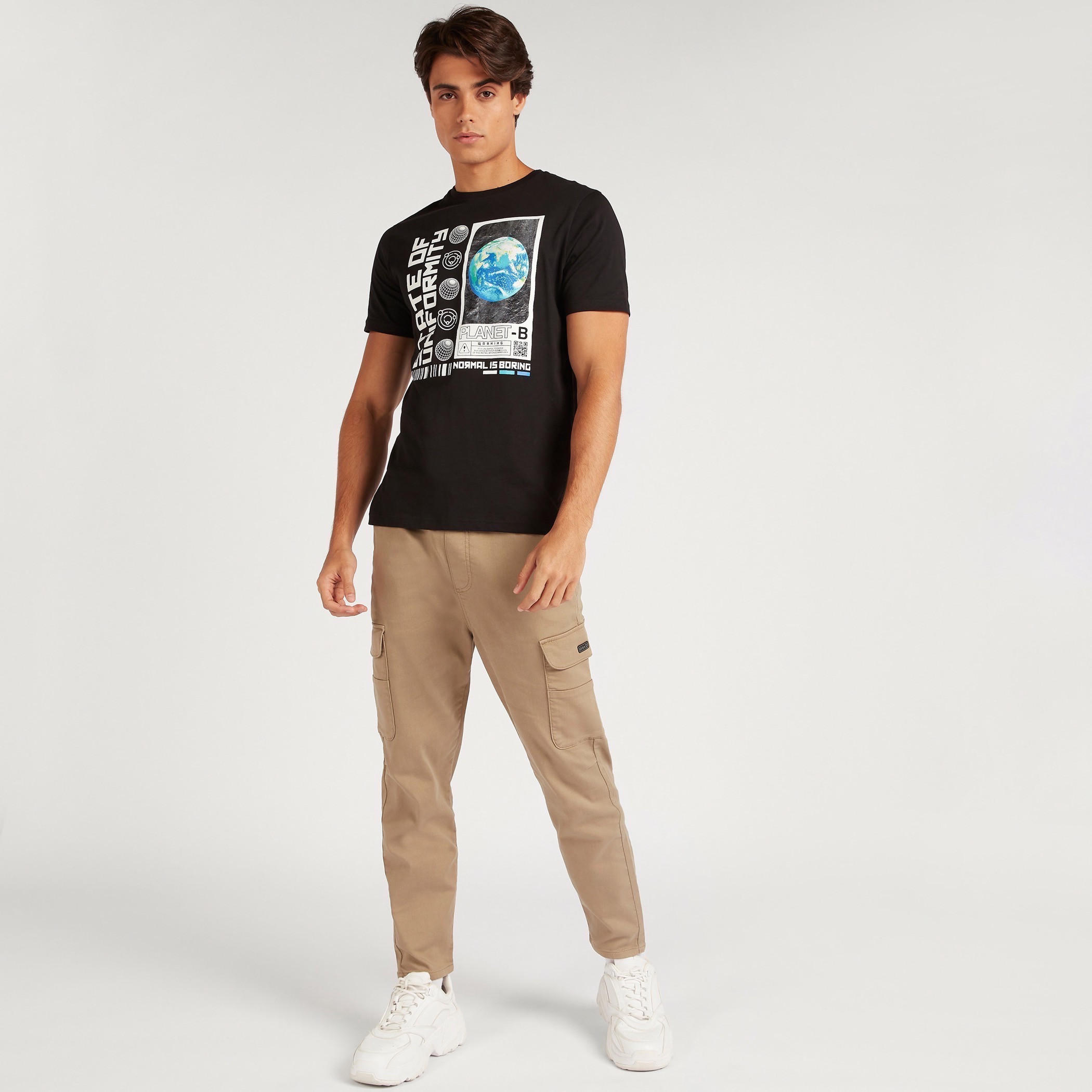 Printed Crew Neck T-shirt with Short Sleeves-men-clothing-tshirtsandpolos-tshirts-image-2