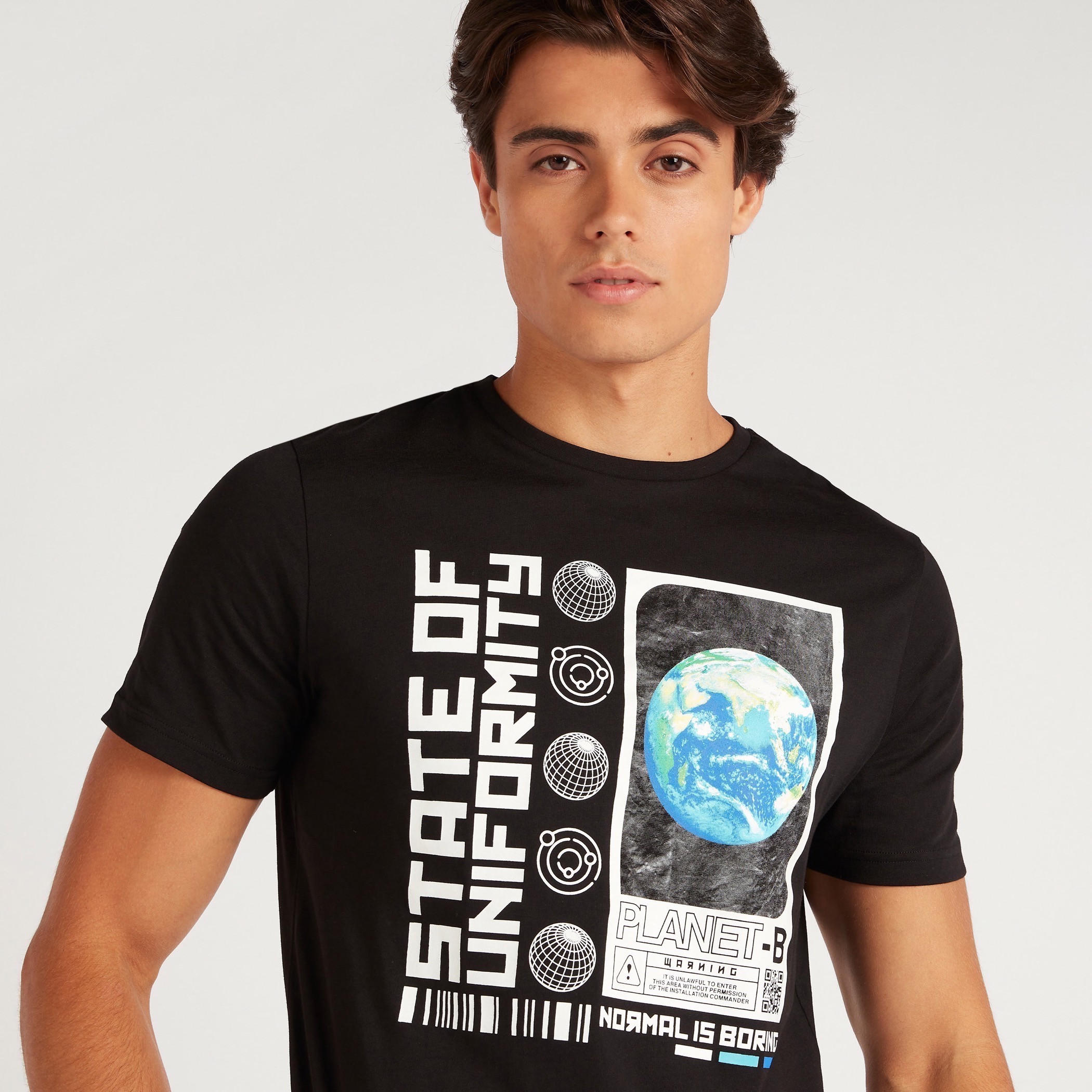 Printed Crew Neck T-shirt with Short Sleeves-men-clothing-tshirtsandpolos-tshirts-image-3