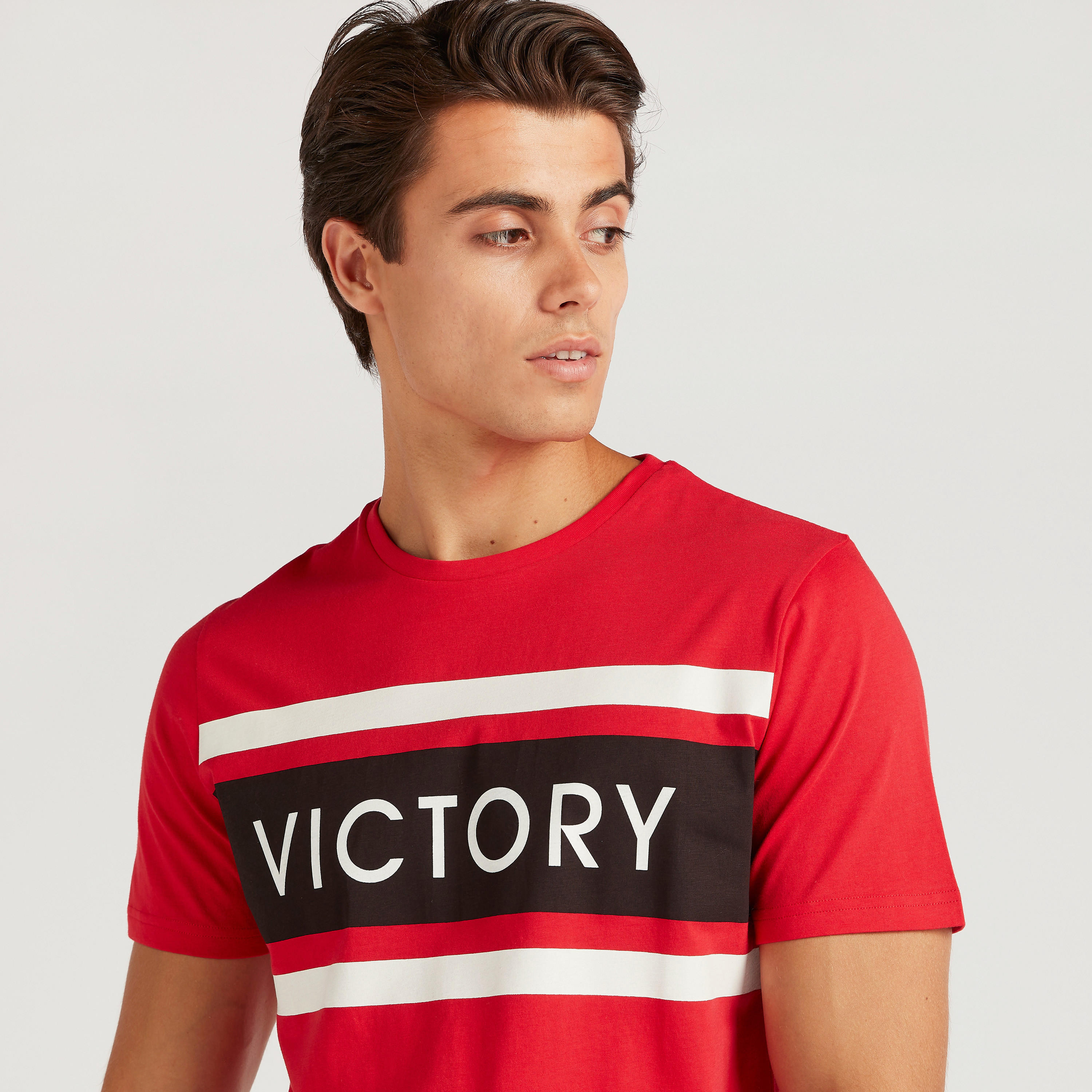 Printed Crew Neck T-shirt with Short Sleeves-men-clothing-tshirtsandpolos-tshirts-image-1